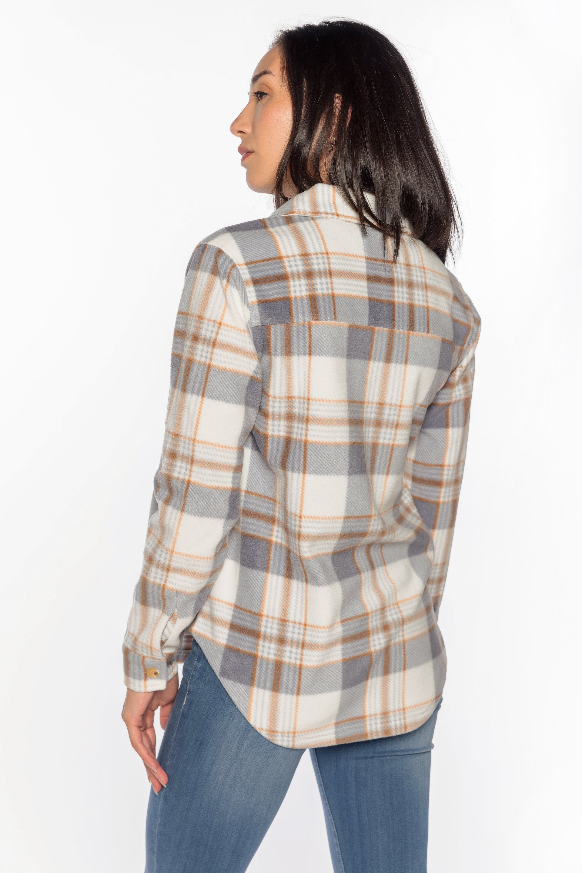 Wallflower Taylor Plaid Polar Fleece Shacket
