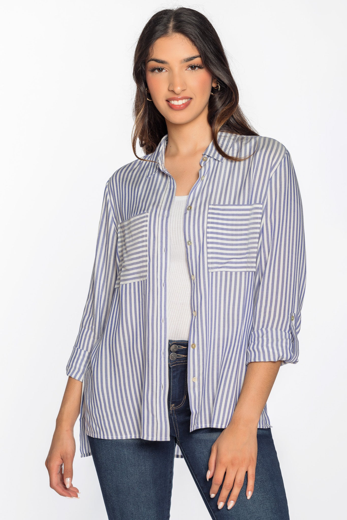 Stripe Shirt with Chest Pockets