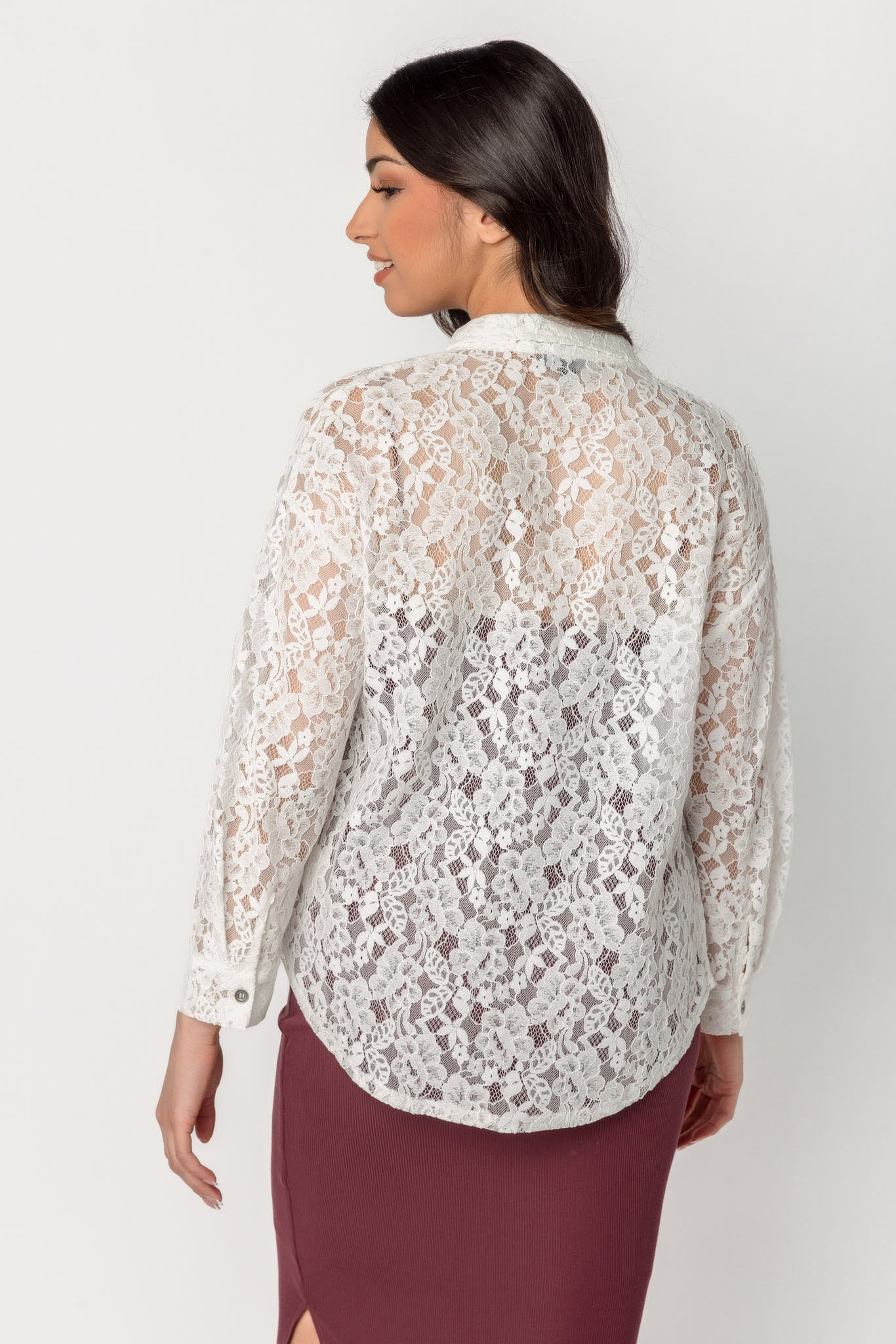 Lace Oversized Shirt with Pockets