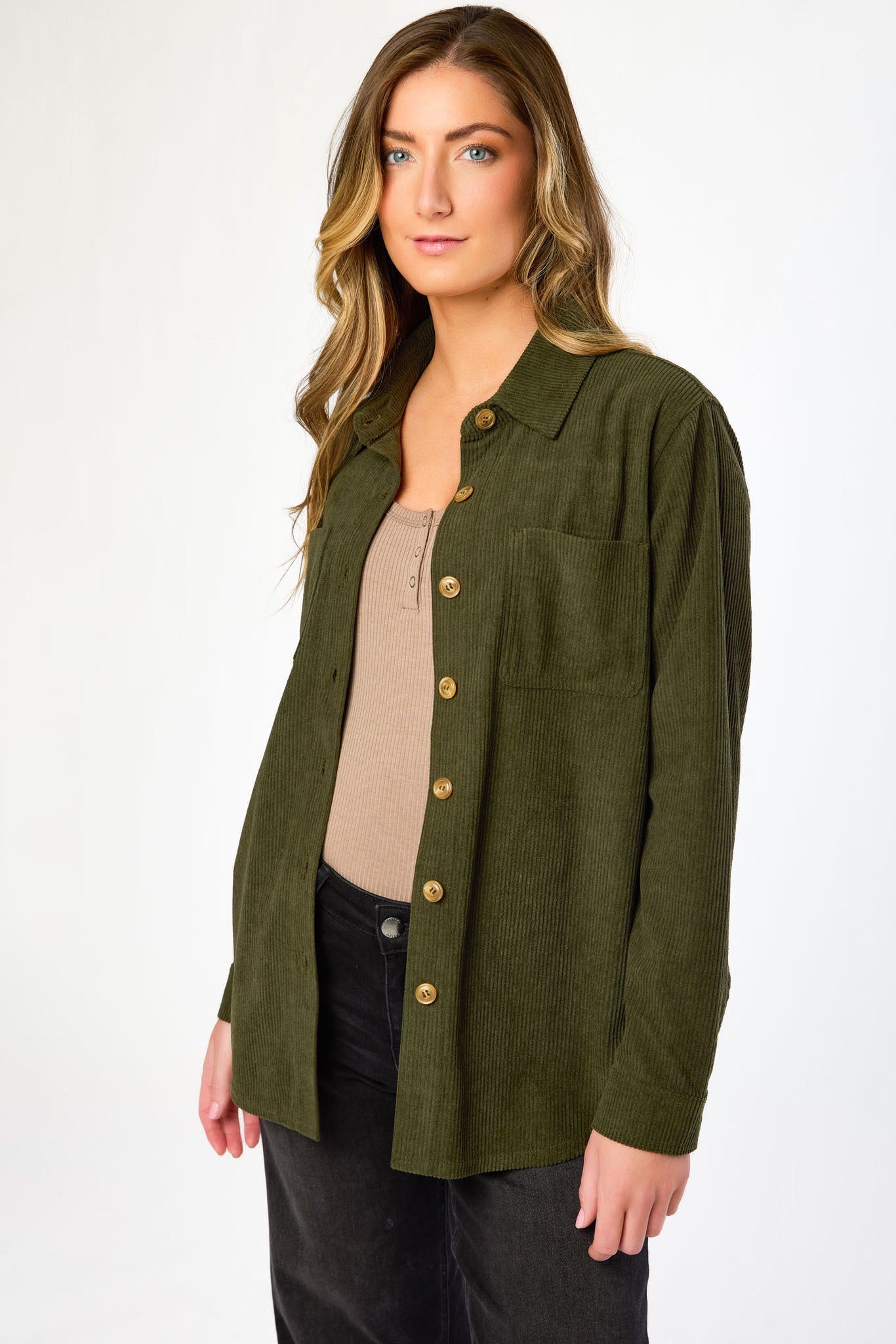 Velvet Corduroy Patch Pocket Shirt