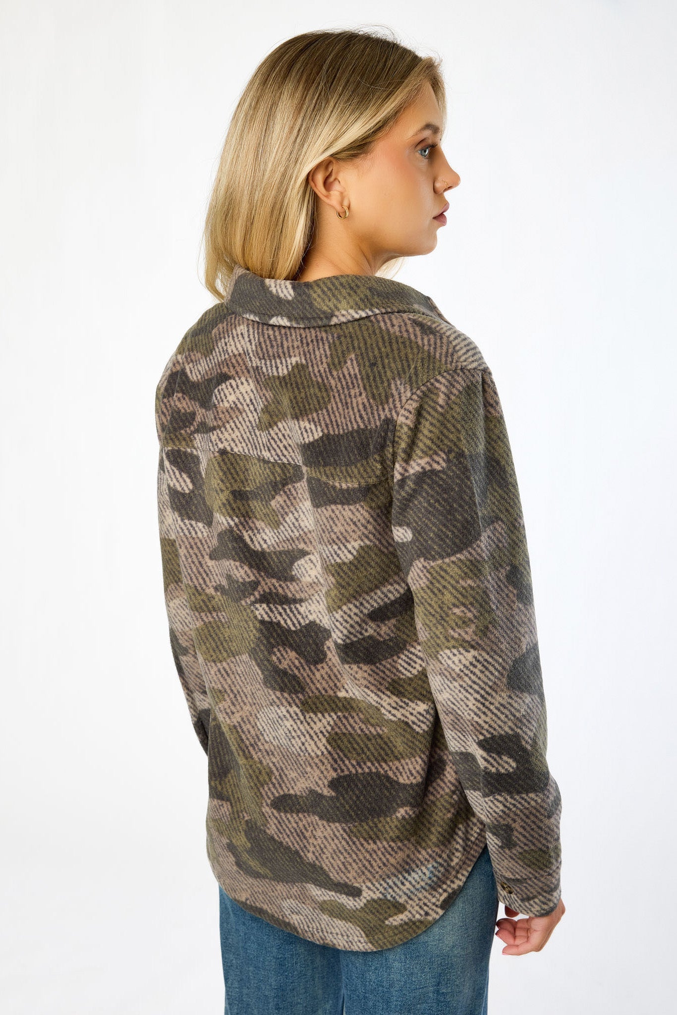 Manteau-chemise masculine en molleton camouflage