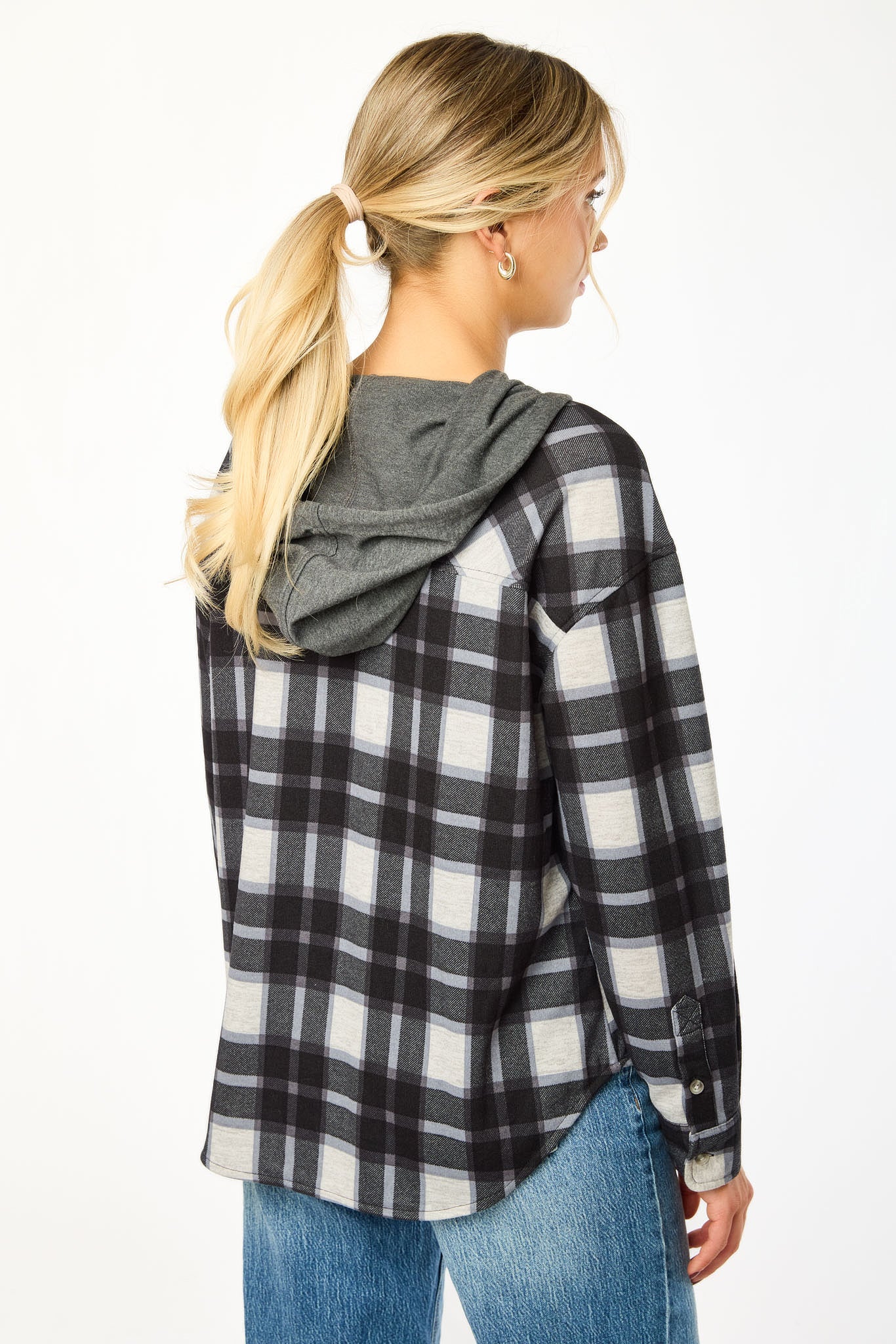 Plaid Oversized Hooded Shirt