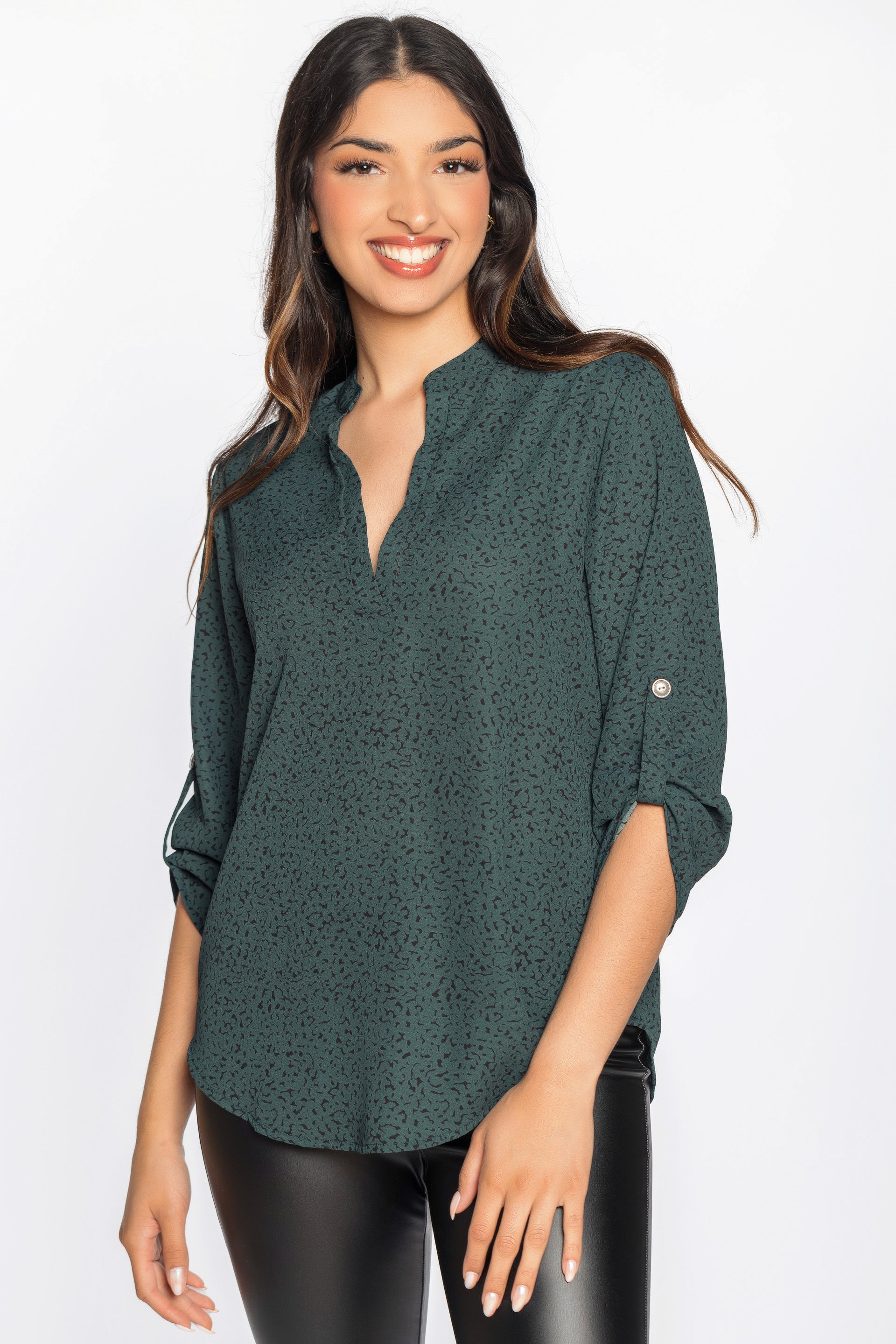 Abstract Half-Placket Blouse