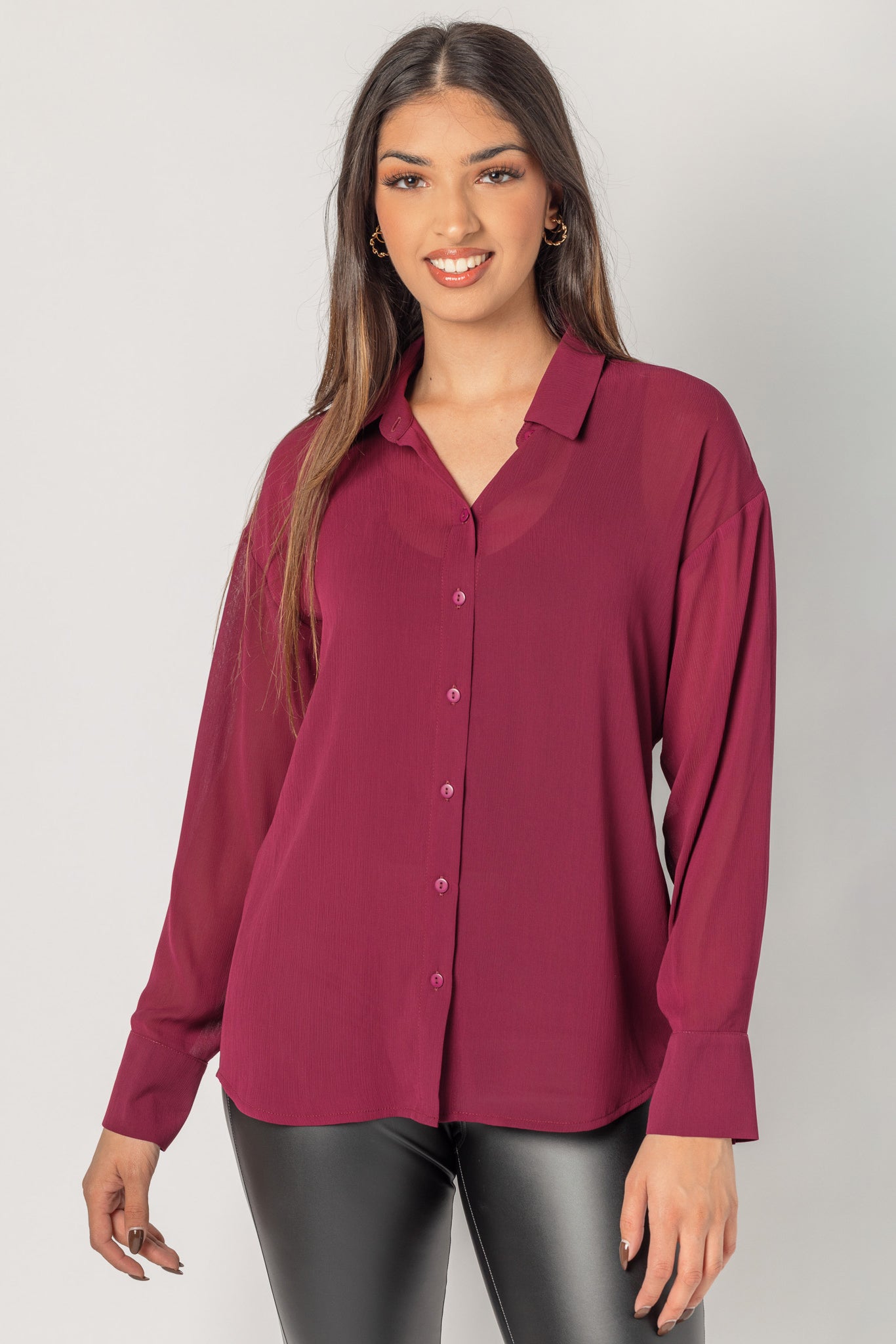 Blouse en mousseline froissée