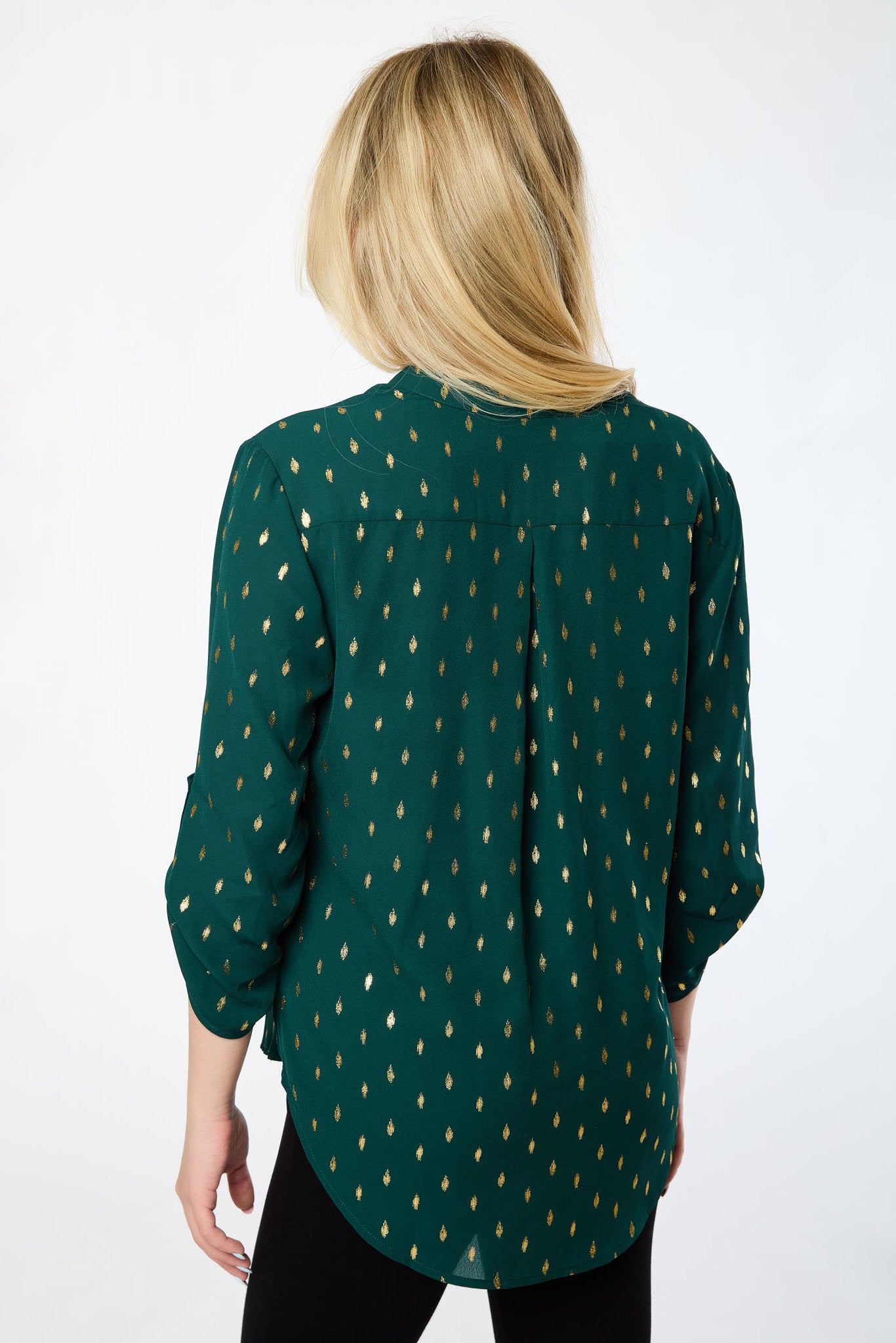 Chemise retroussé à pois métallisés