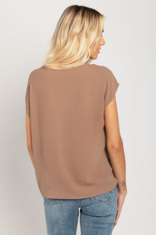 Blouse manches courtes à ourlet noué