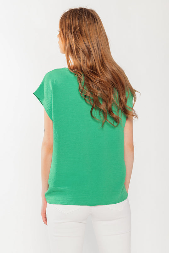 Blouse manches courtes à ourlet noué