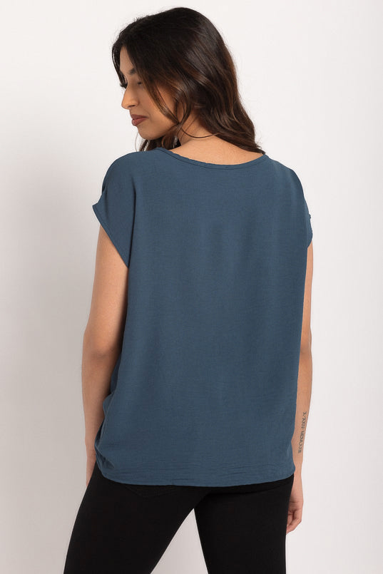 Blouse manches courtes à ourlet noué