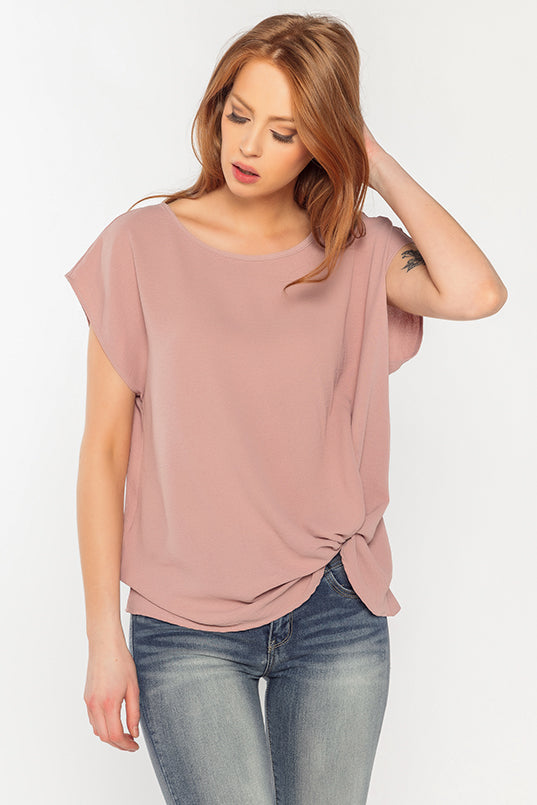 Blouse manches courtes à ourlet noué