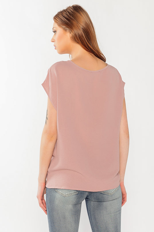 Blouse manches courtes à ourlet noué