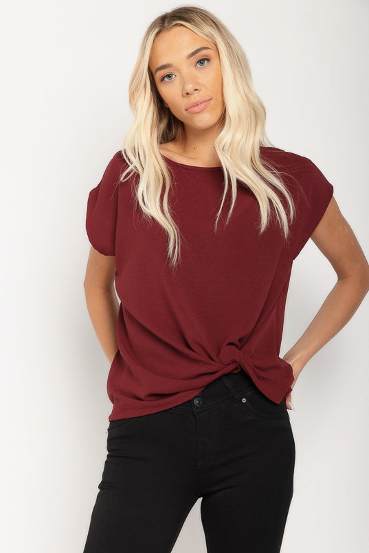 Blouse manches courtes à ourlet noué