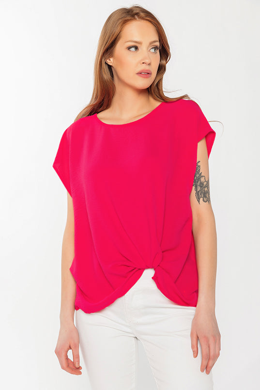 Blouse manches courtes à ourlet noué