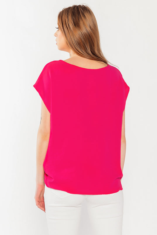 Blouse manches courtes à ourlet noué
