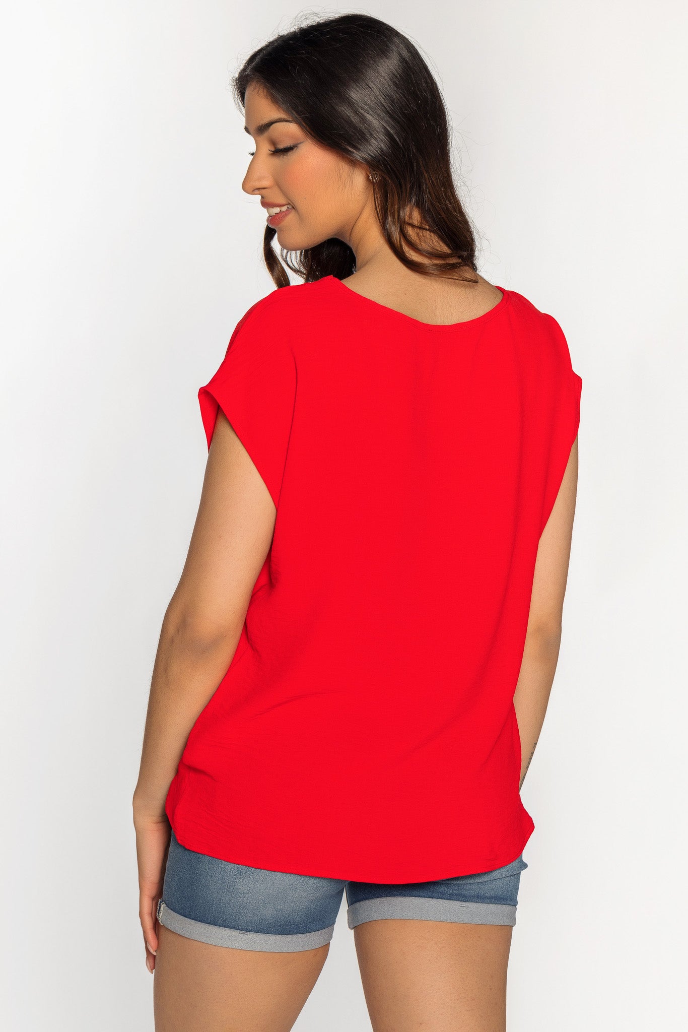 Blouse manches courtes à ourlet noué