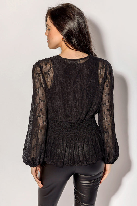 Lace Balloon Sleeve Blouse