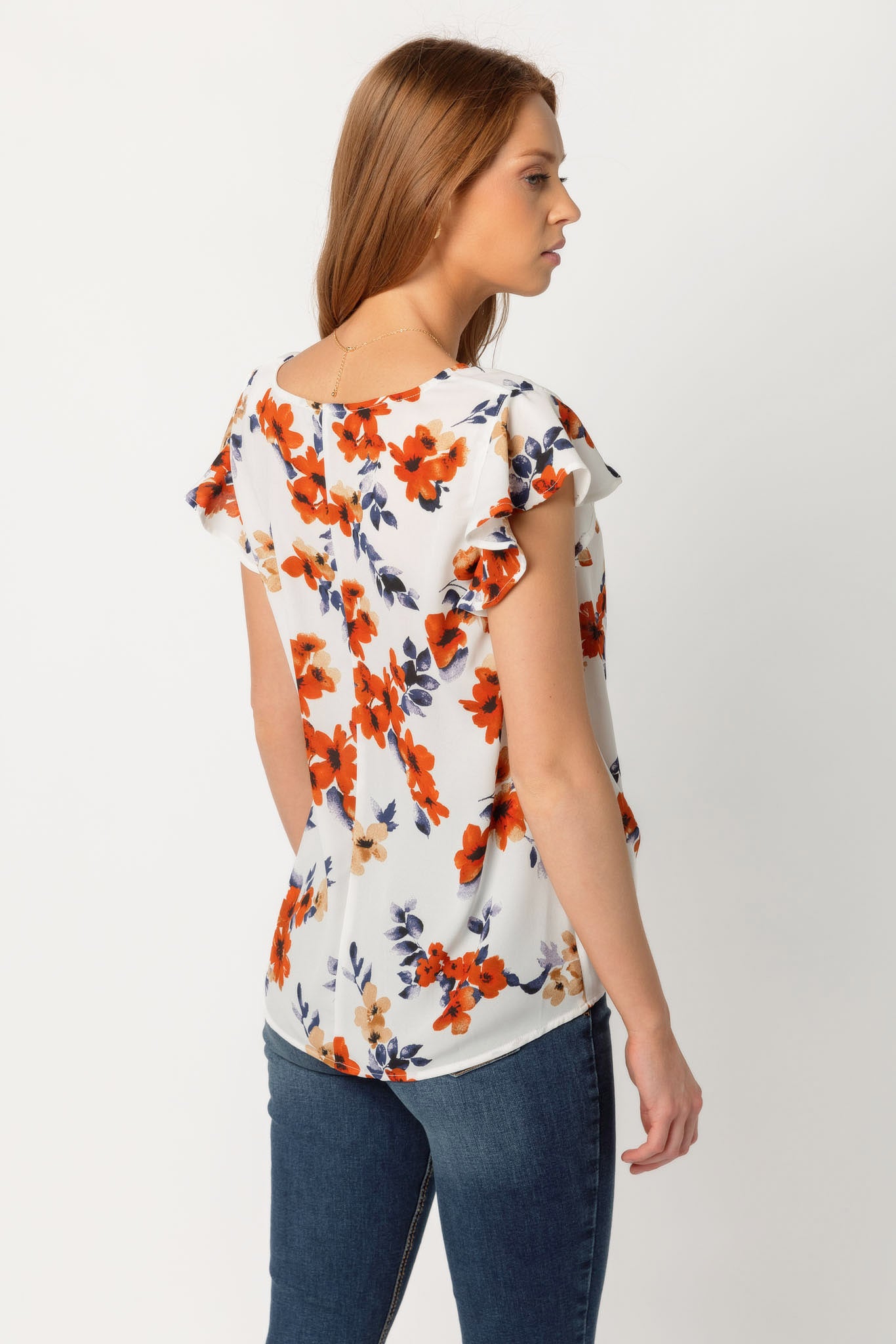 Floral Blouse with Twisted Hem