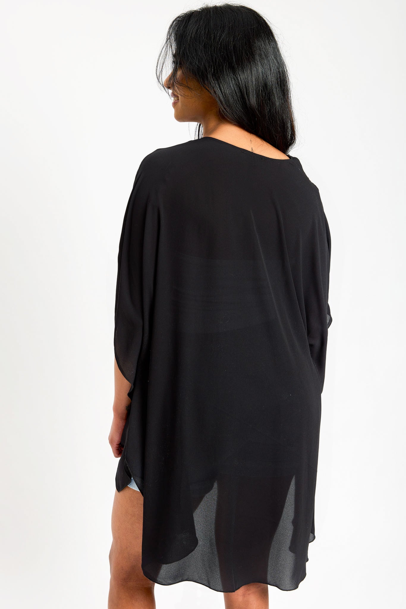 Kimono diaphane à couleur uni