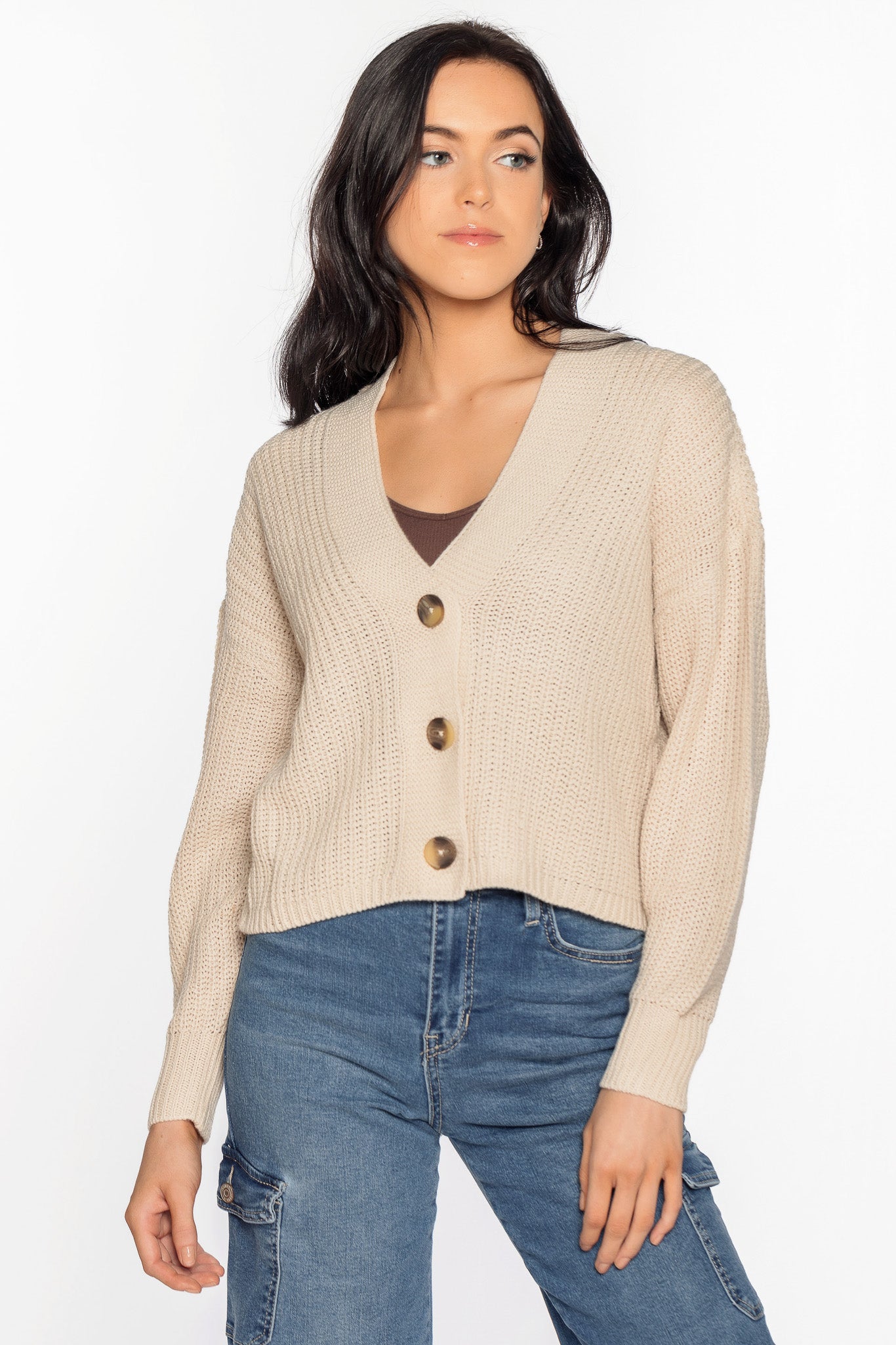 Cardigan écourté manche longues