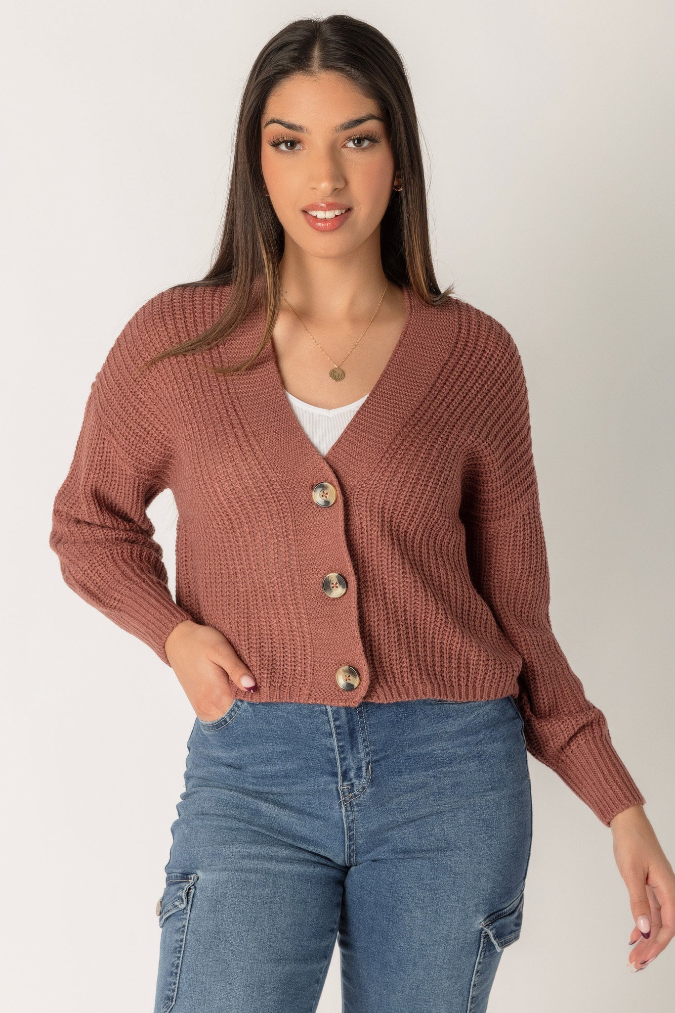 Cardigan écourté manche longues