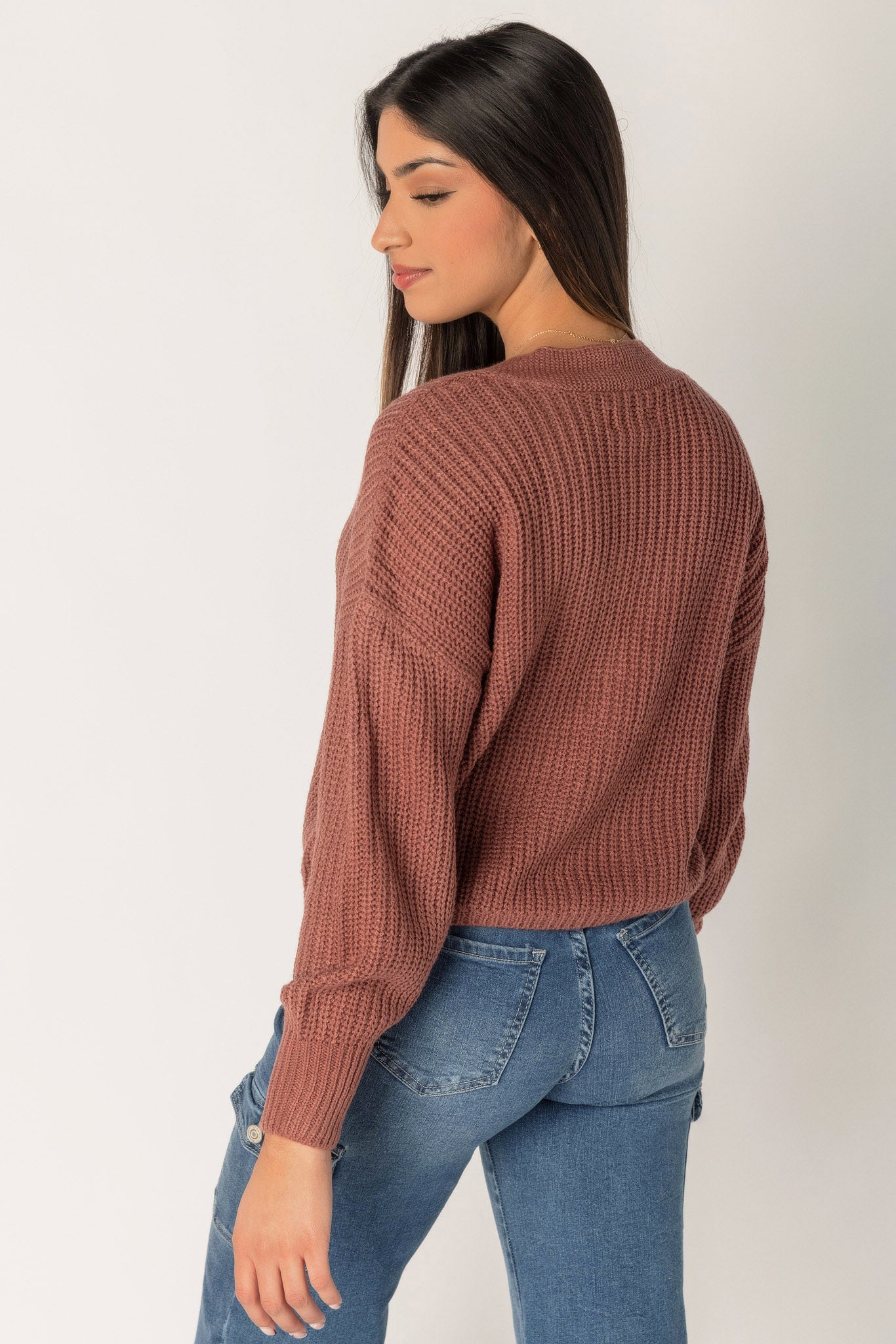 Cardigan écourté manche longues