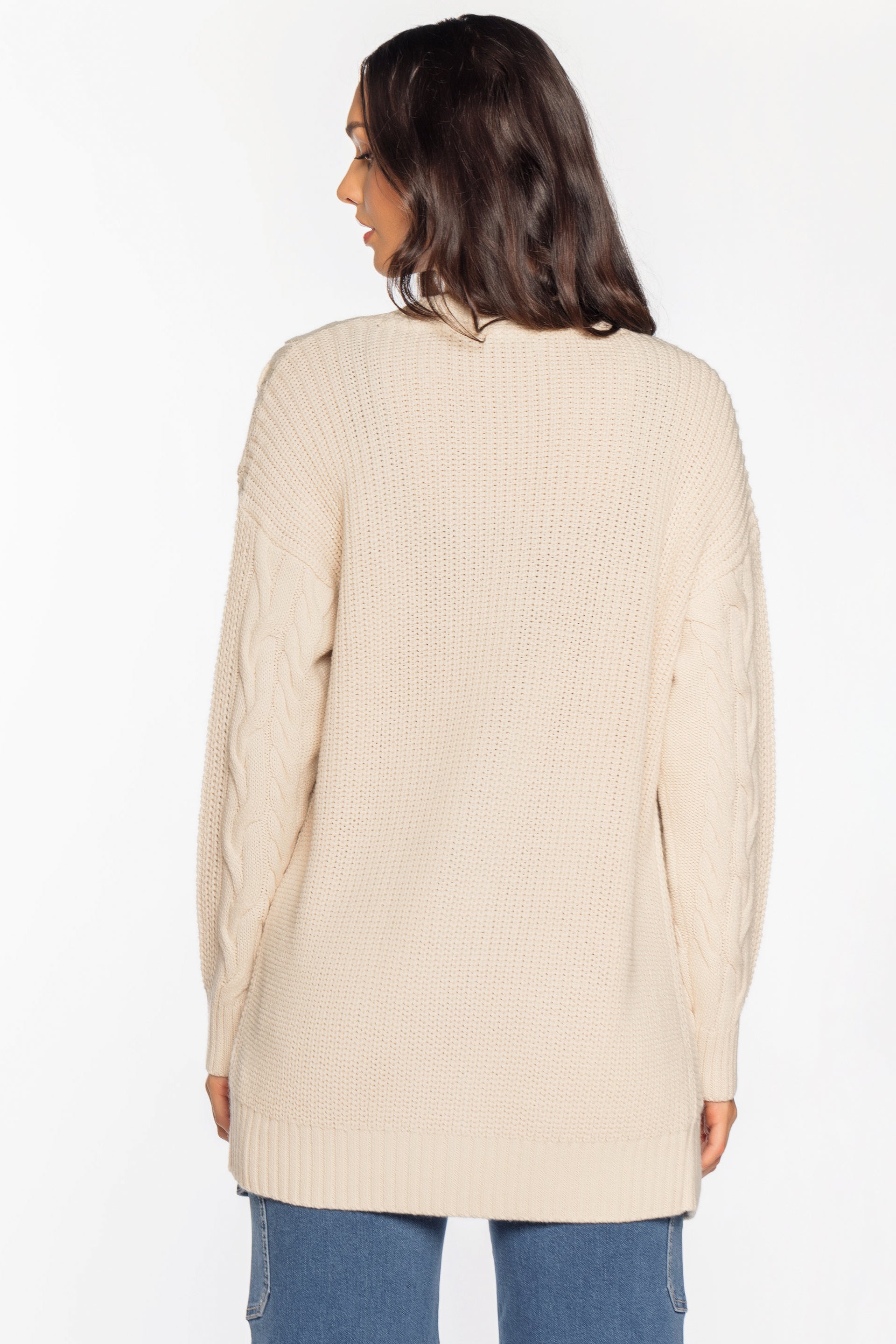 Cardigan grand-père en tricot torsadé
