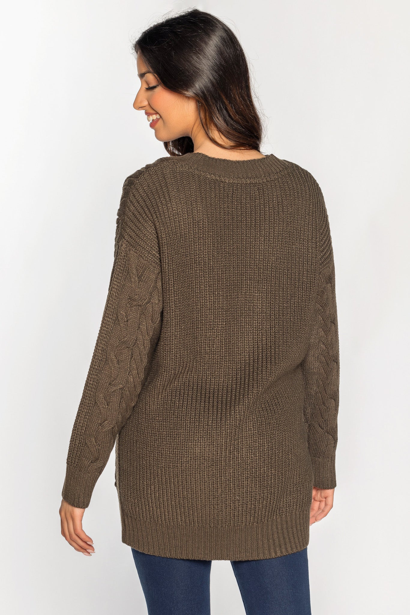 Cardigan grand-père en tricot torsadé