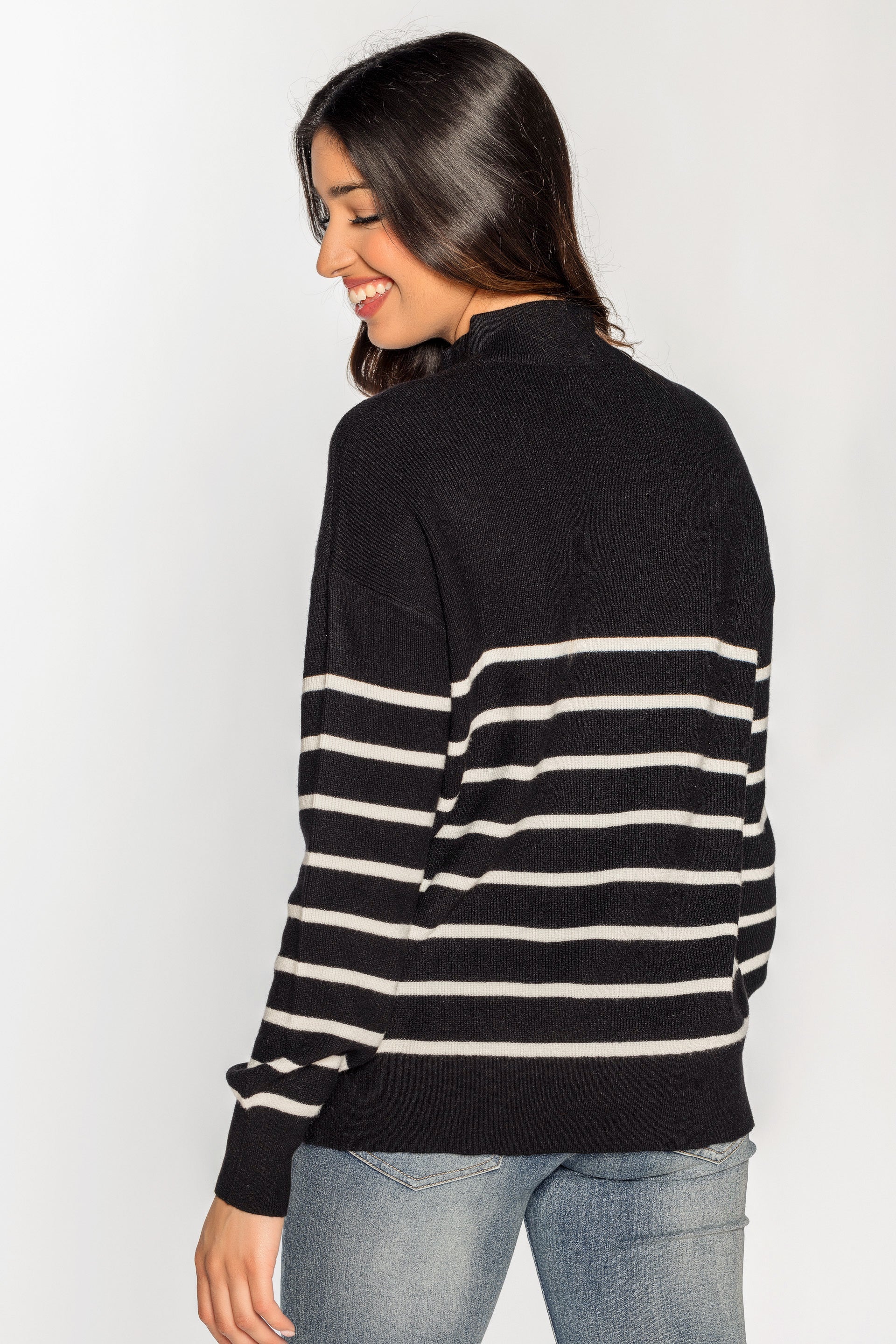 Striped Half-Zip Sweater