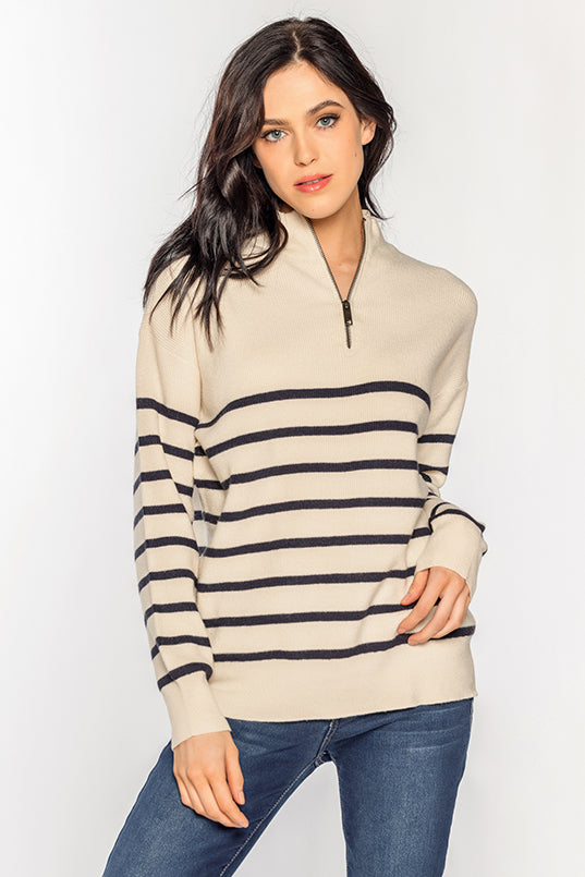 Striped Half-Zip Sweater