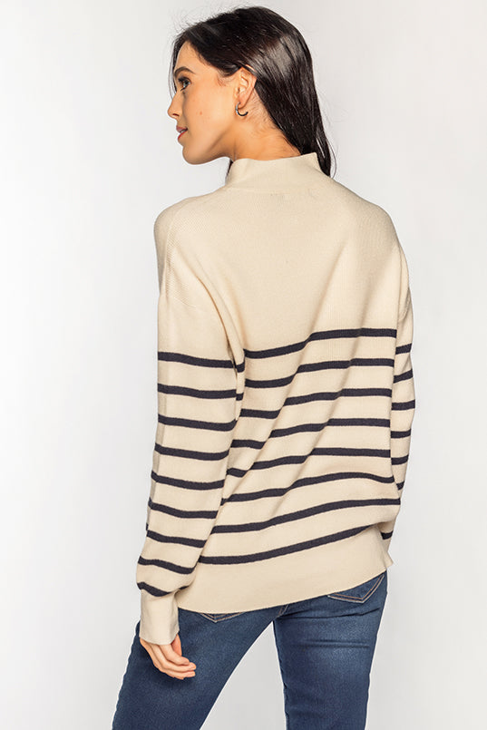 Striped Half-Zip Sweater