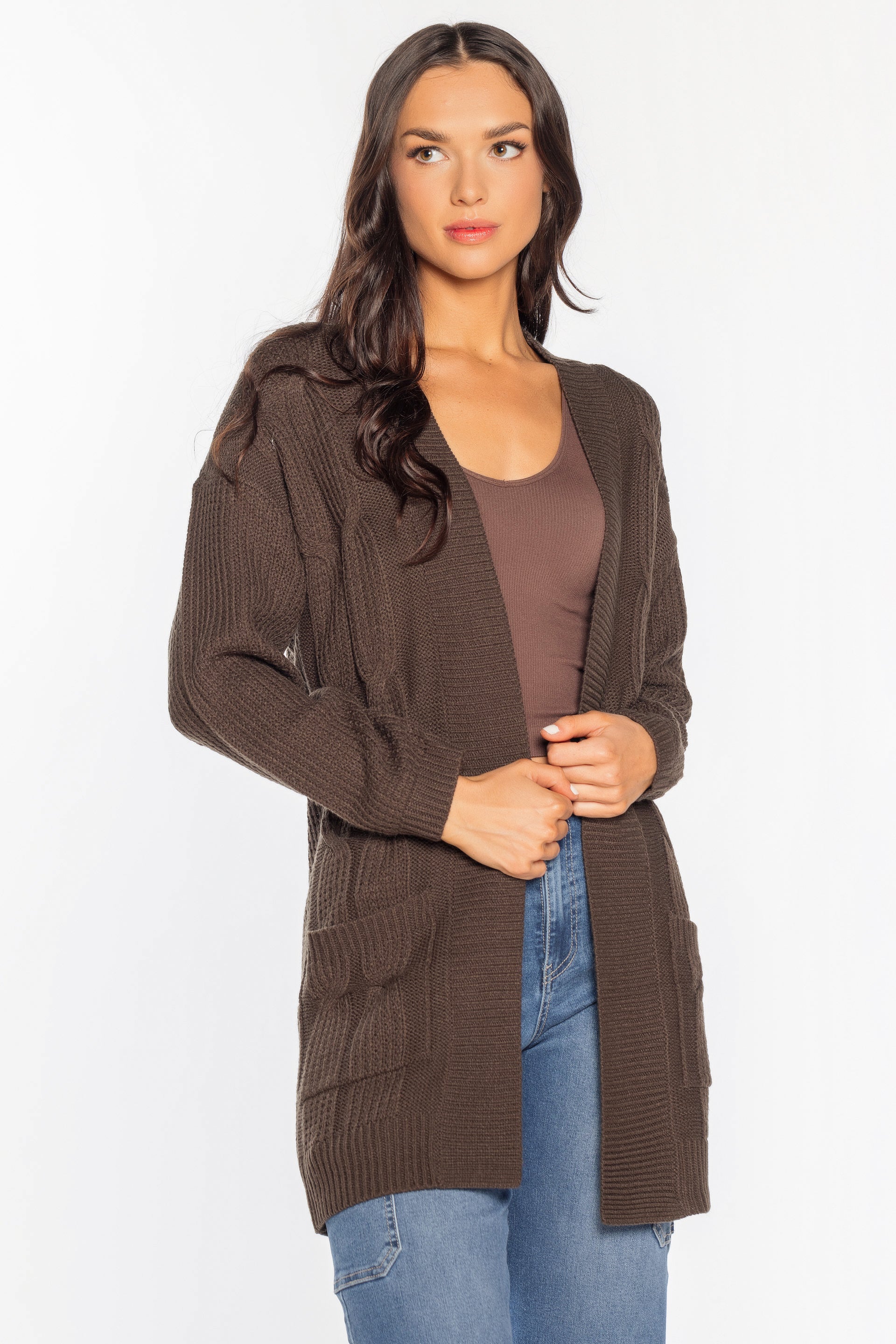 Long Sleeve Cable Cardigan