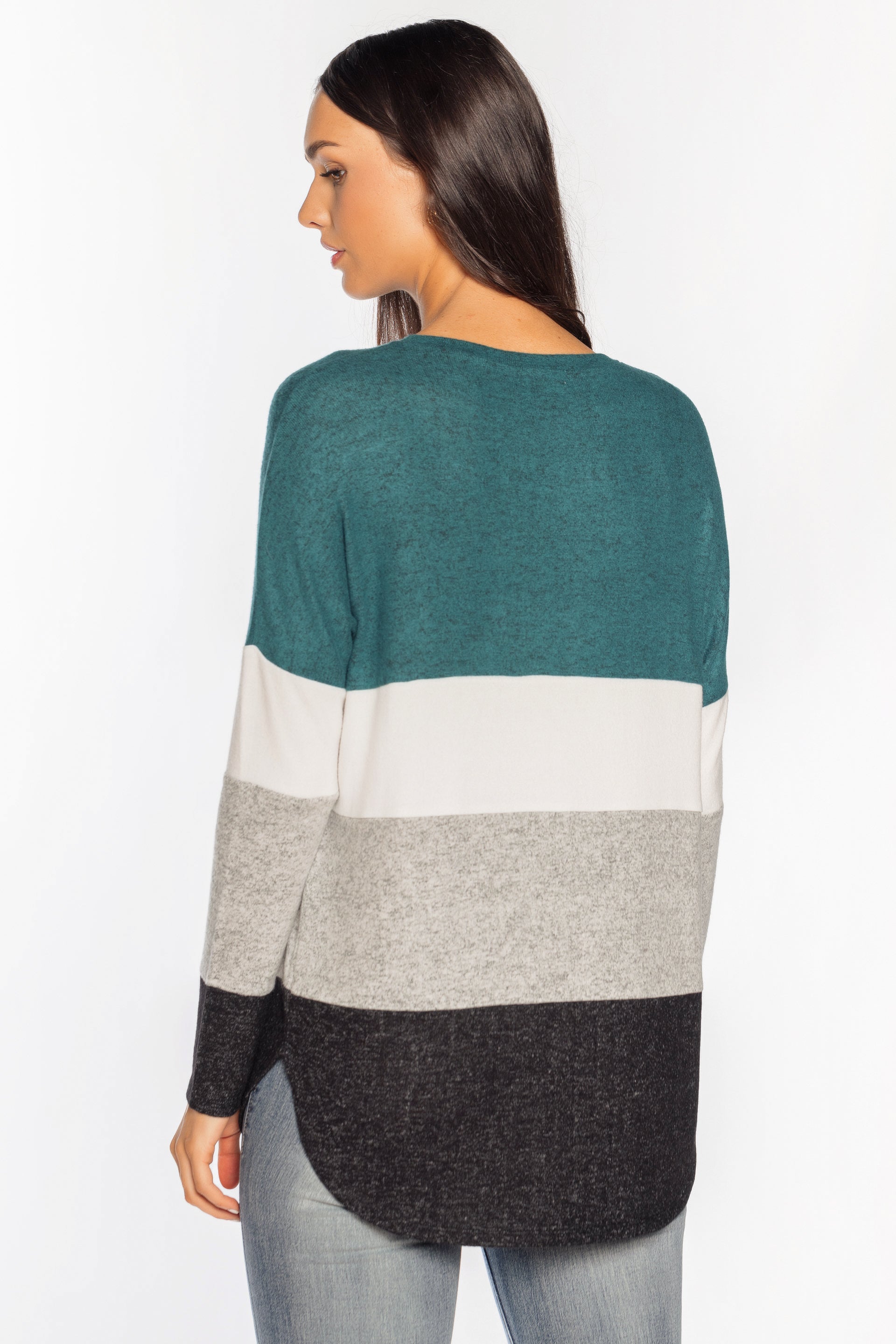 Pull ras du cou ultra doux à blocs de couleurs