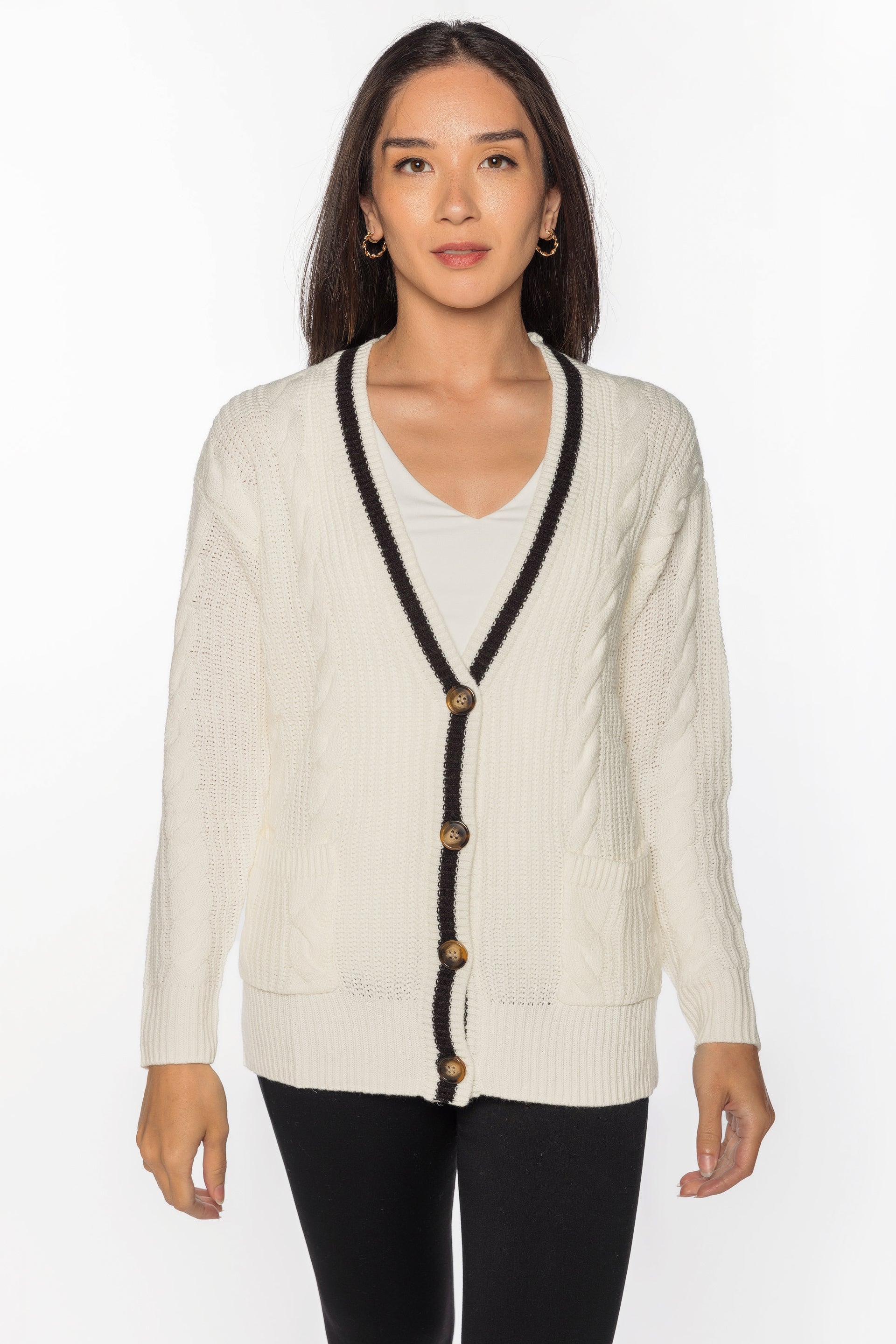 Cable Knit Collegiate Cardigan
