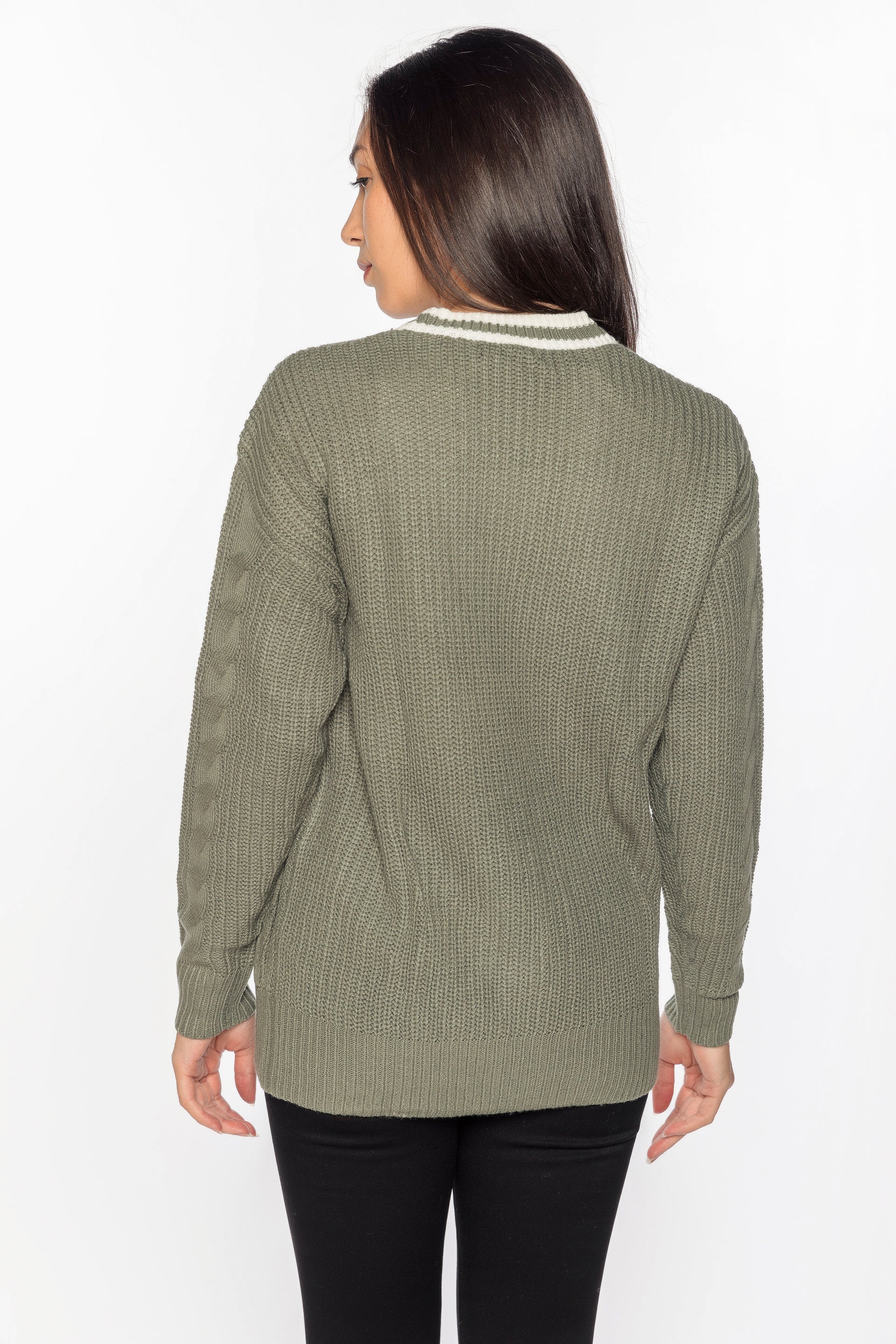 Cable Knit Collegiate Cardigan