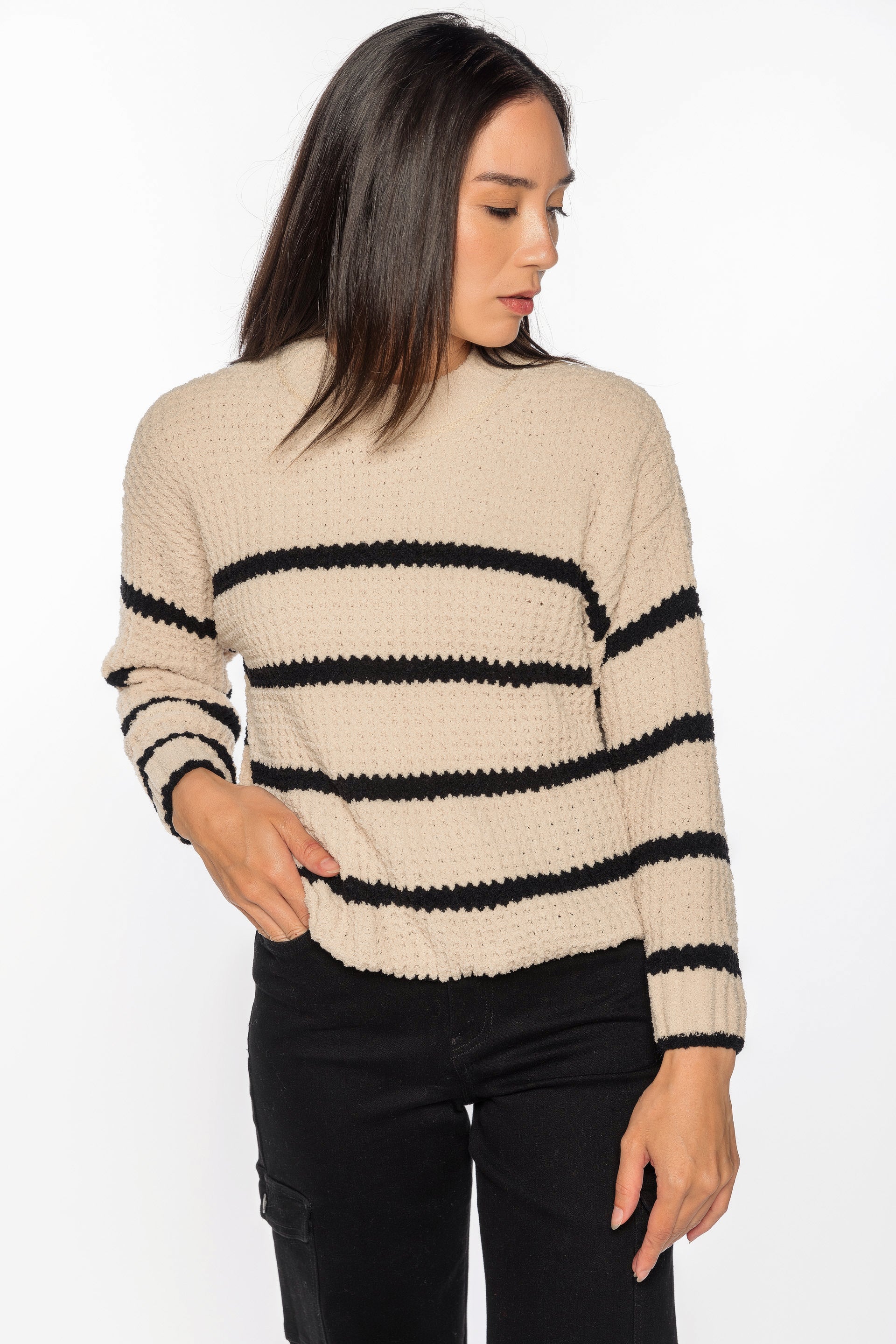 Pull en chenille à rayures