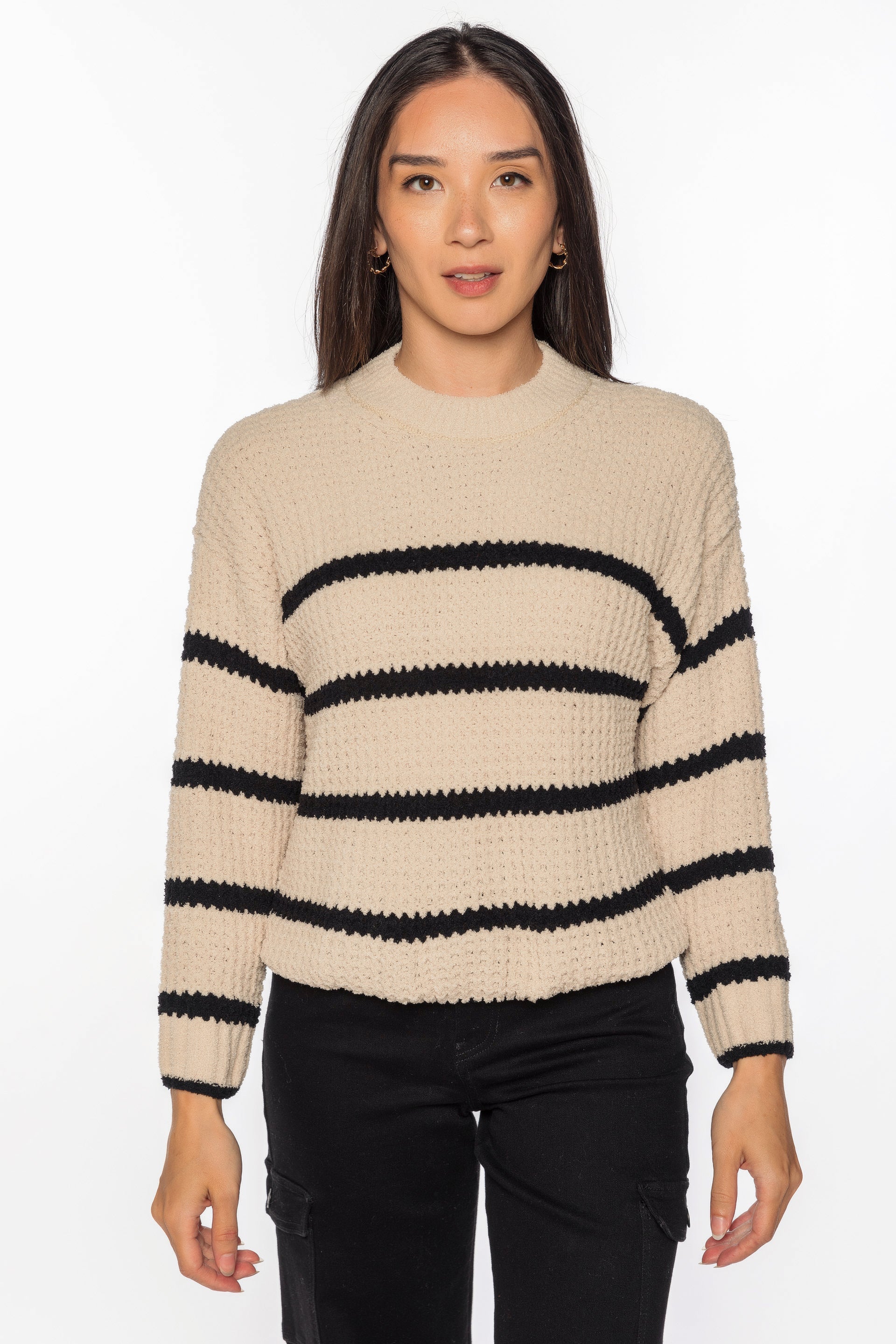 Pull en chenille à rayures