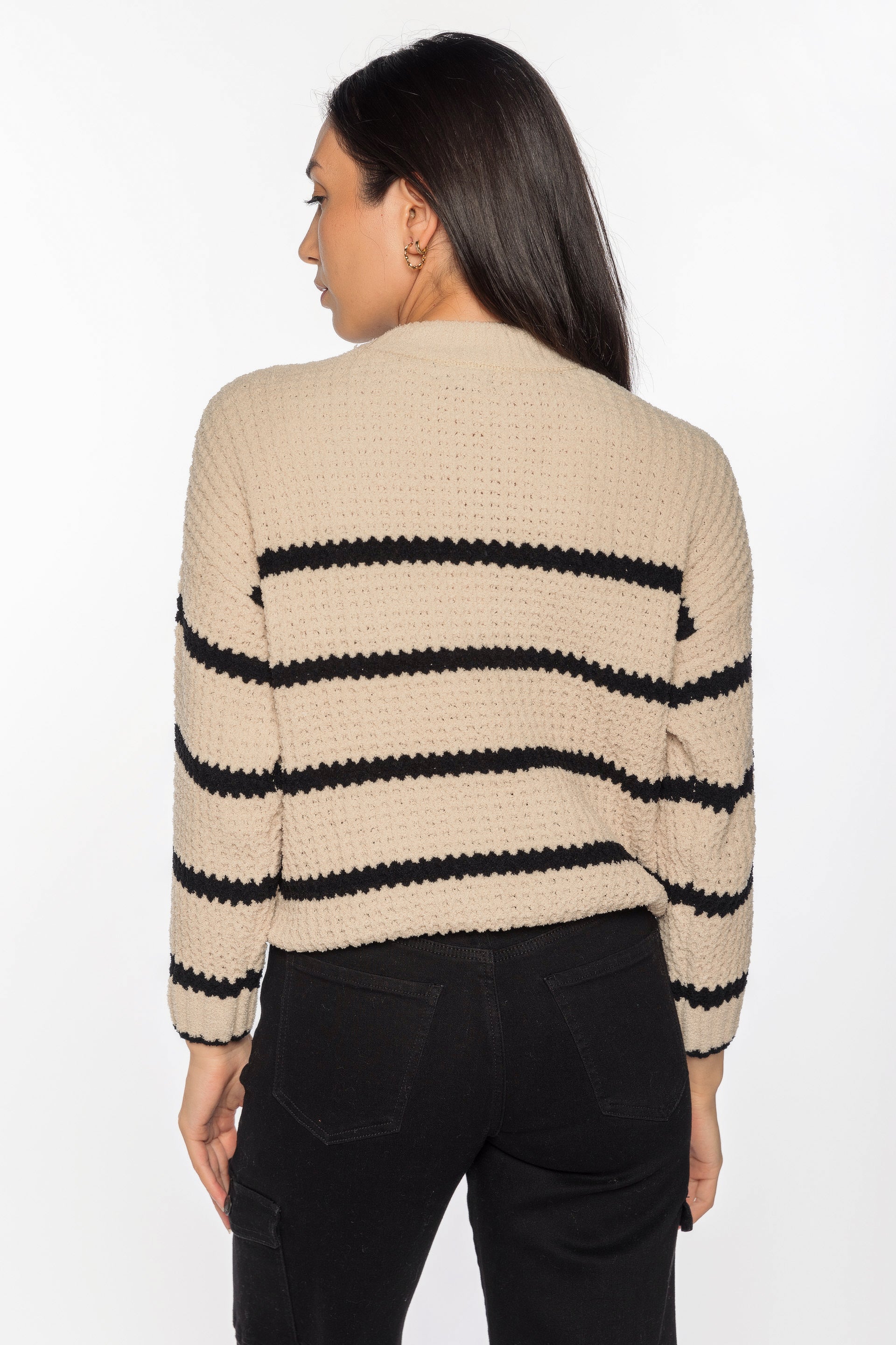 Pull en chenille à rayures