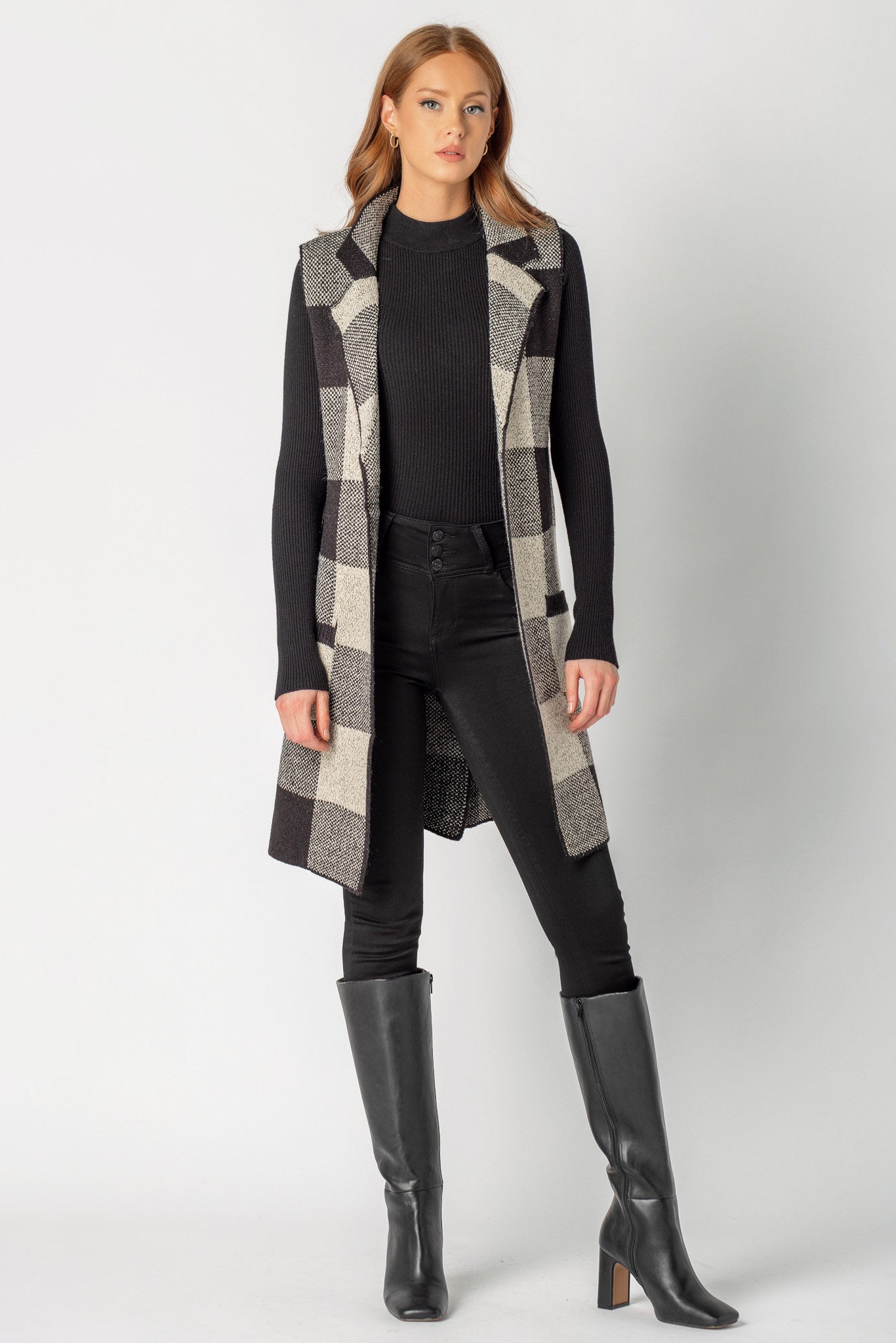Gilet pull à carreaux