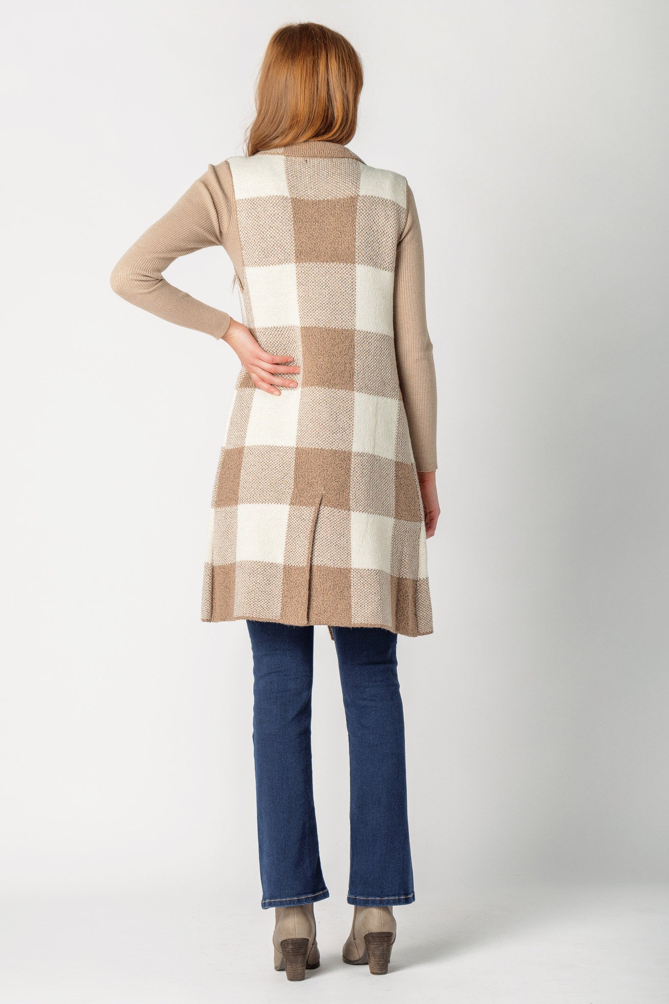 Gilet pull à carreaux