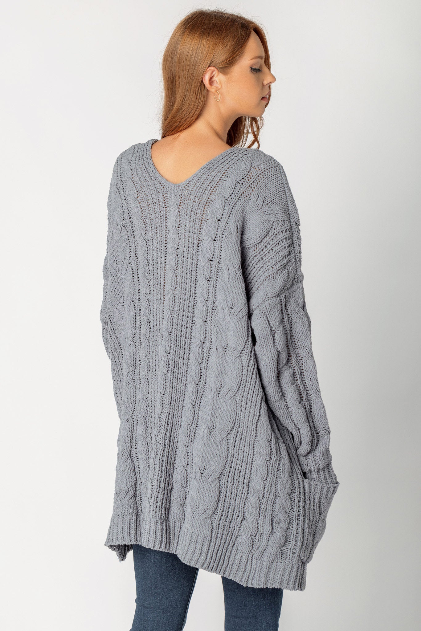 Cardigan ouvert en tricot torsadé en chenille