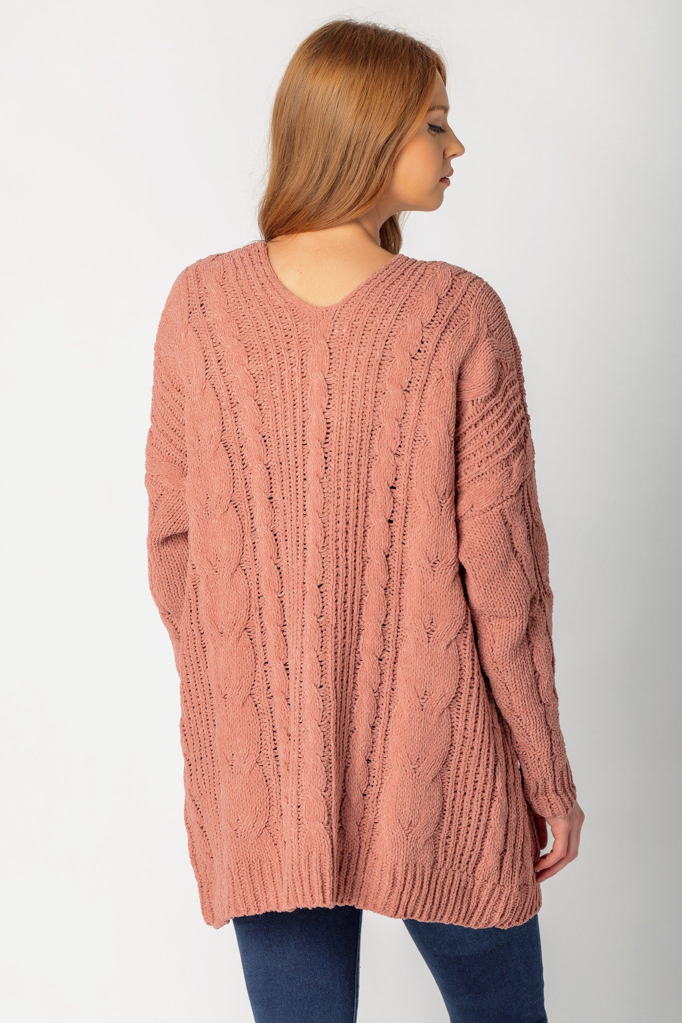 Cardigan ouvert en tricot torsadé en chenille