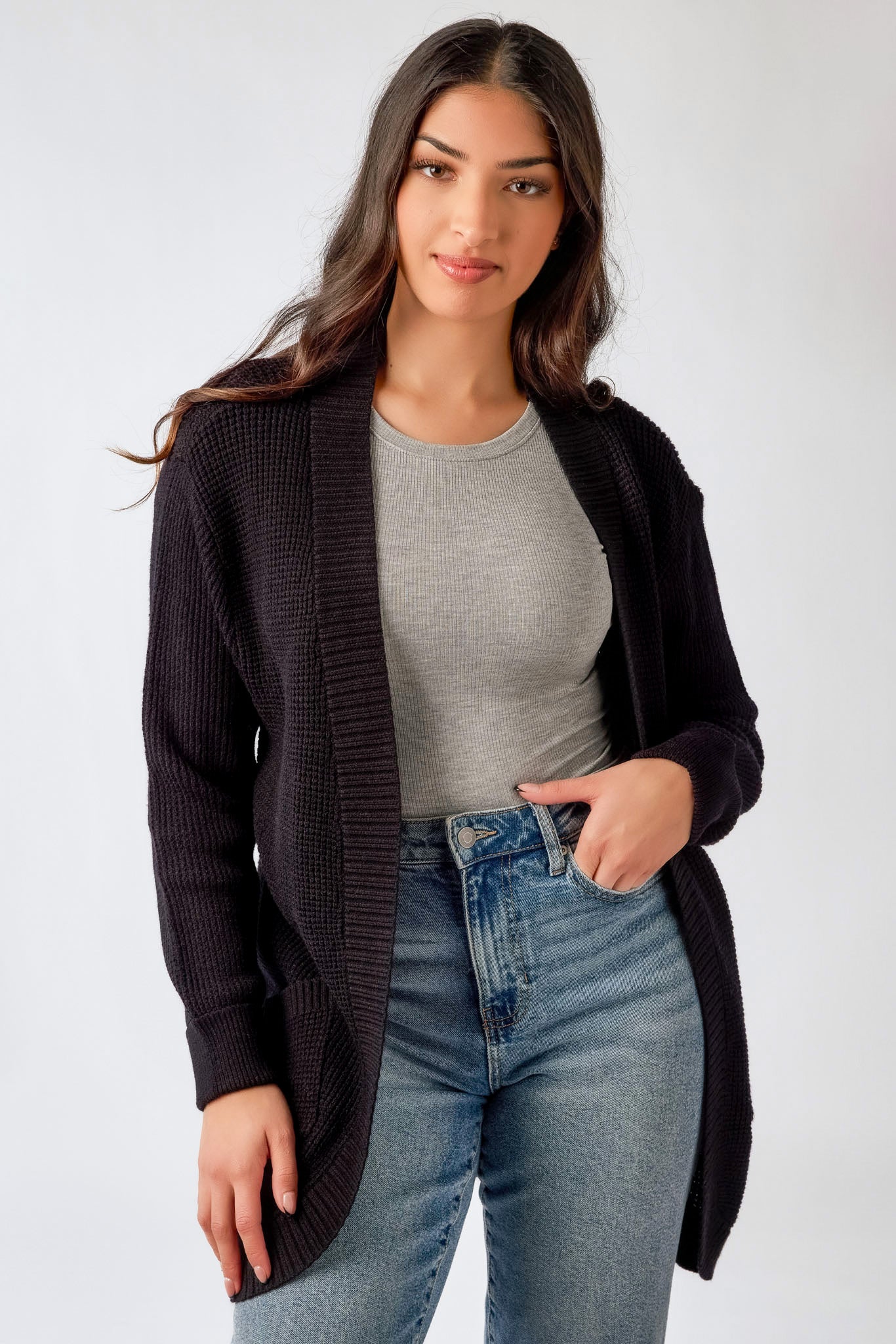 Open cardigan with pockets best sale