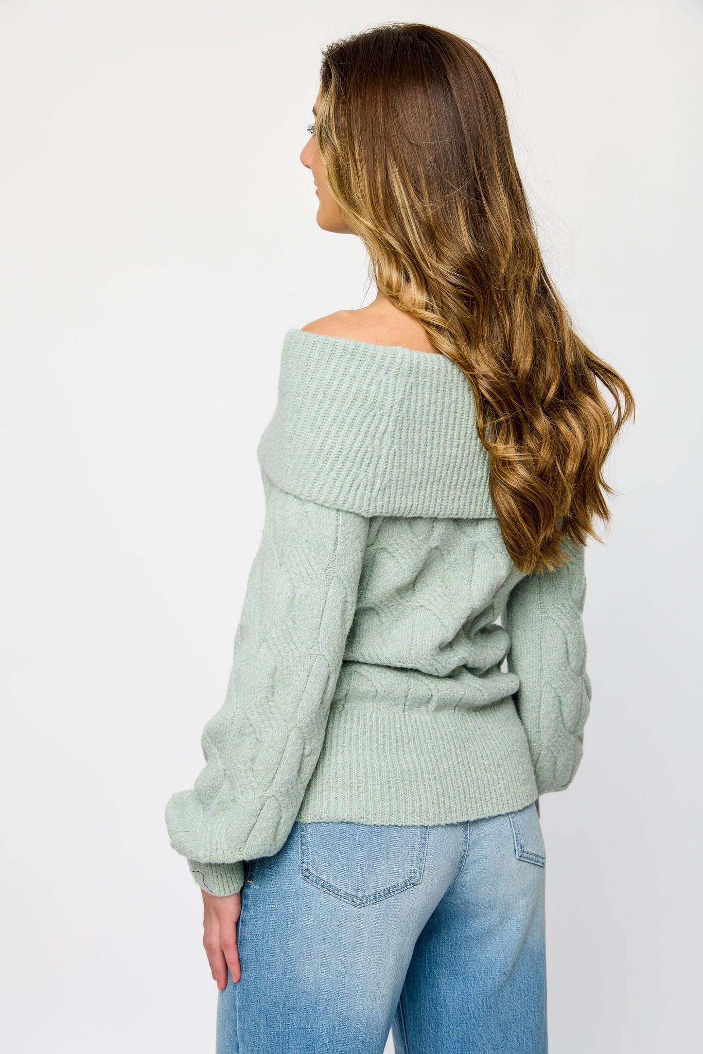 Cable Knit Off-Shoulder Sweater