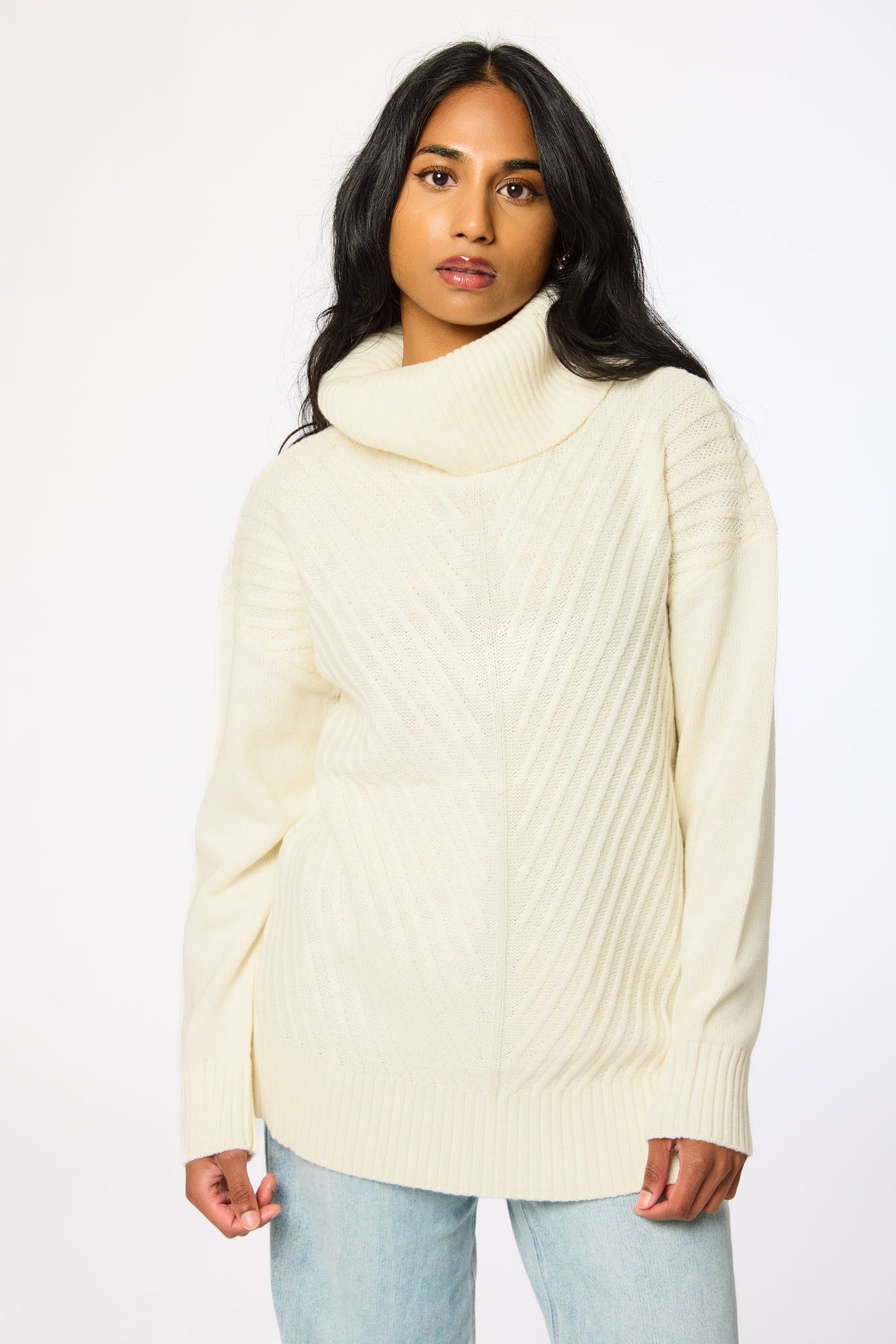 Mitered Turtleneck Sweater