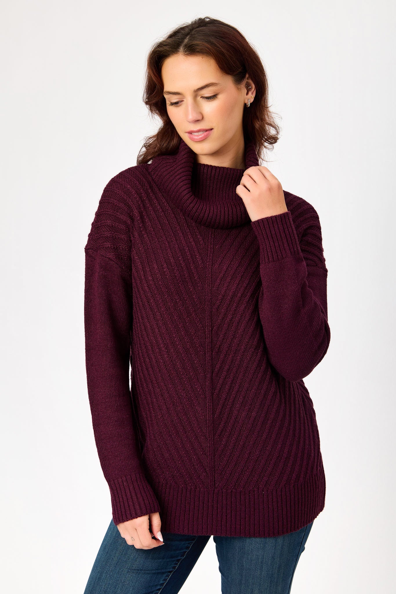 Mitered Turtleneck Sweater