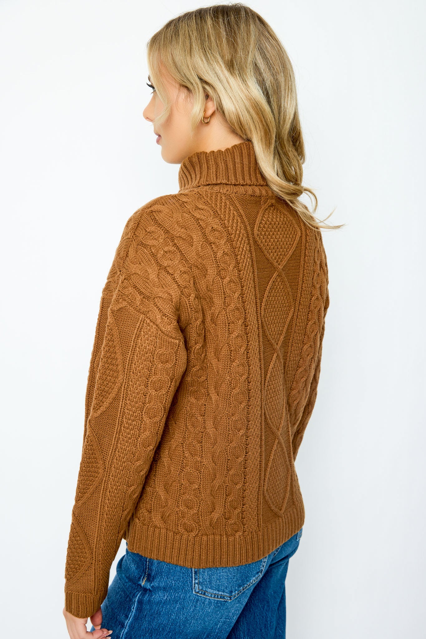 Cable-Knit Turtleneck Sweater