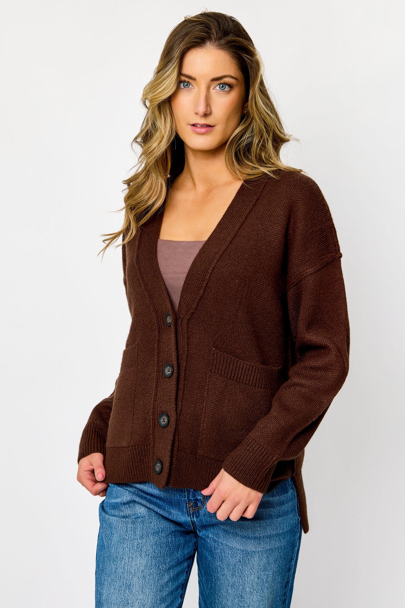 V-Neck Long Sleeve Cardigan