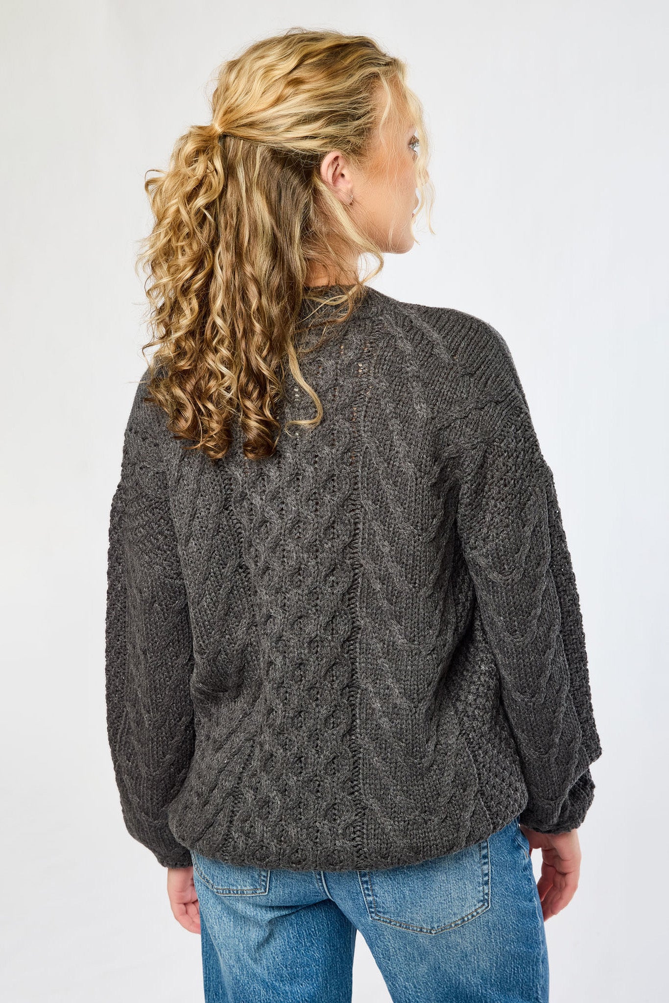 Crew-Neck Cable-Knit Sweater
