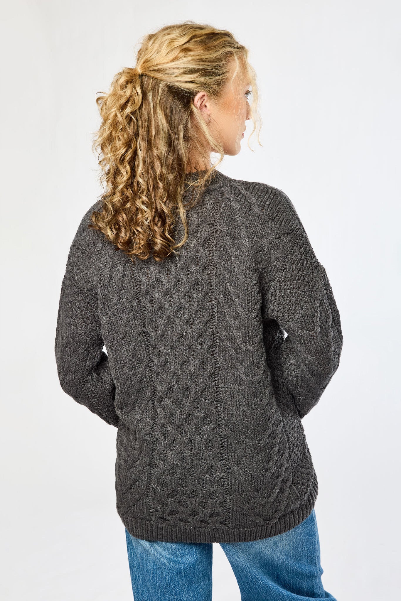 Crew-Neck Cable-Knit Sweater