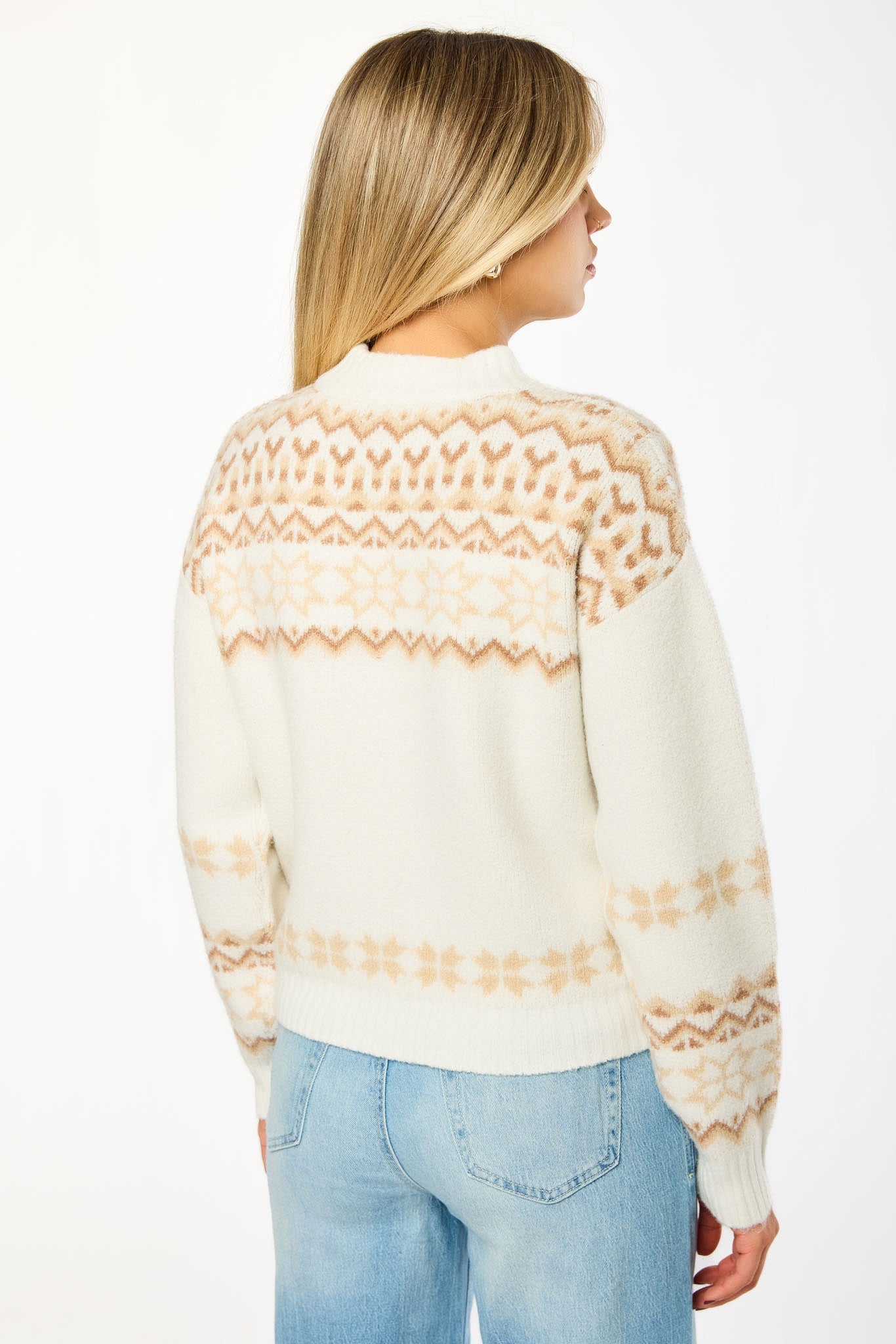 Fairisle Jacquard Mock-Neck Sweater