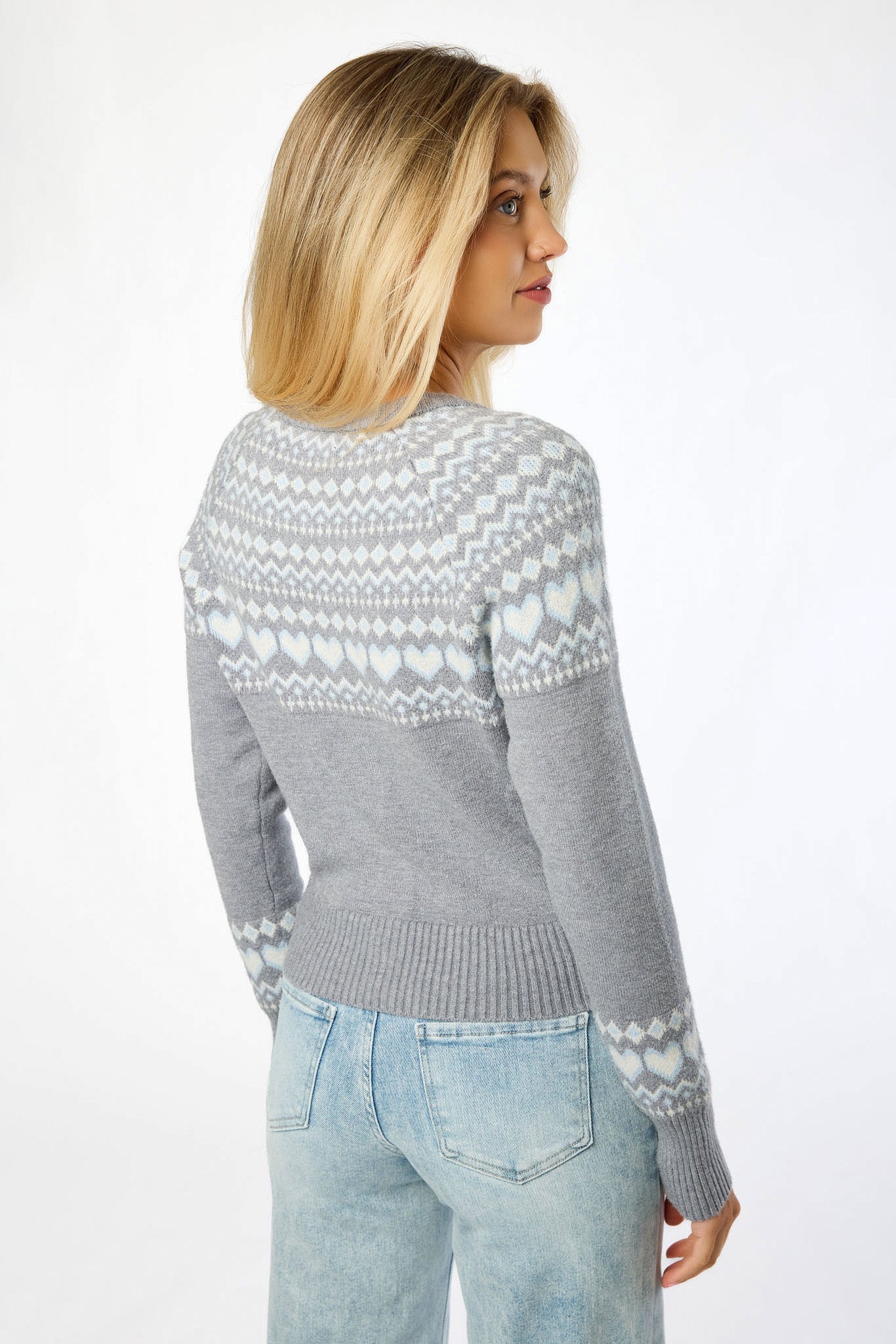 Fairisle Jacquard Crew-Neck Button-Front Cardigan